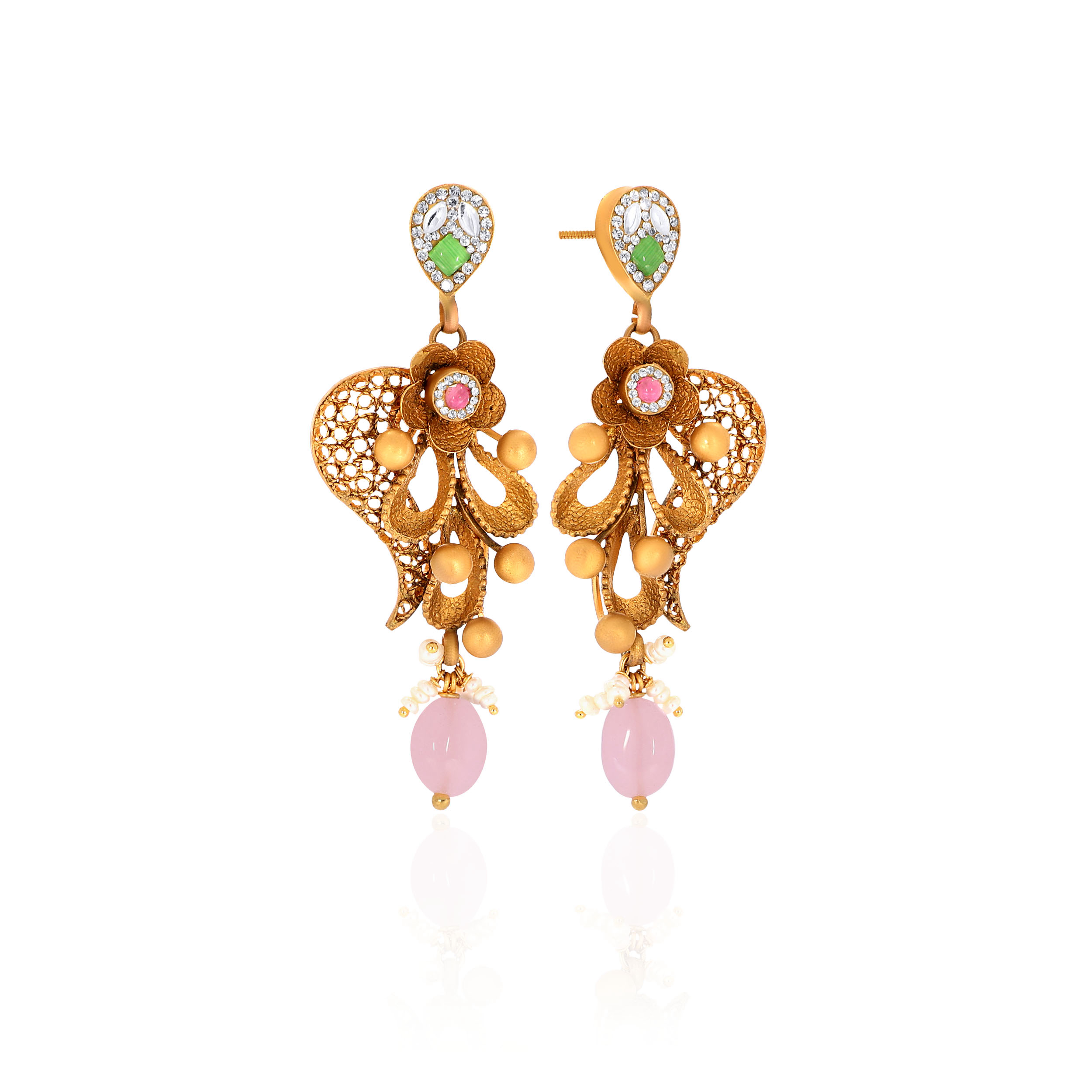 22K Yellow Gold Kundan Drop Earrings-GPNGP-D000765138 - Senco Gold and Diamonds