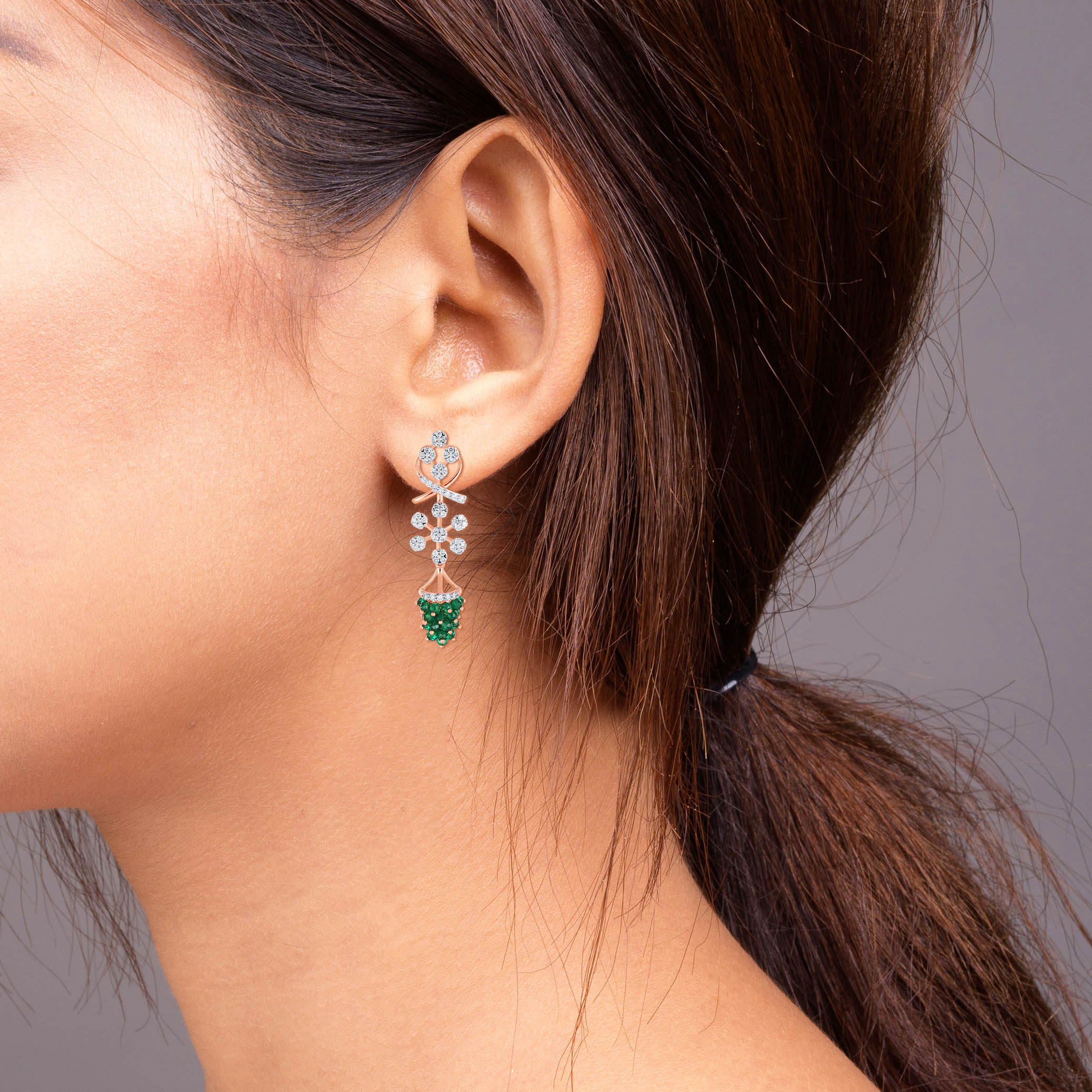 Elysian Bloom Verdant Diamond Earrings - Senco Gold and Diamonds