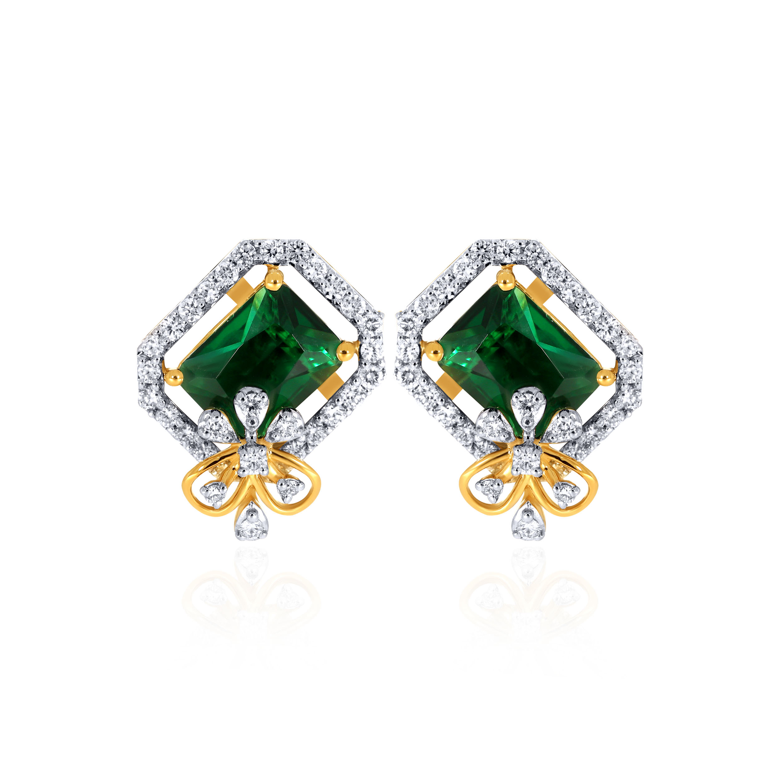 Greeny Glamour Diamond Studs - Senco Gold and Diamonds