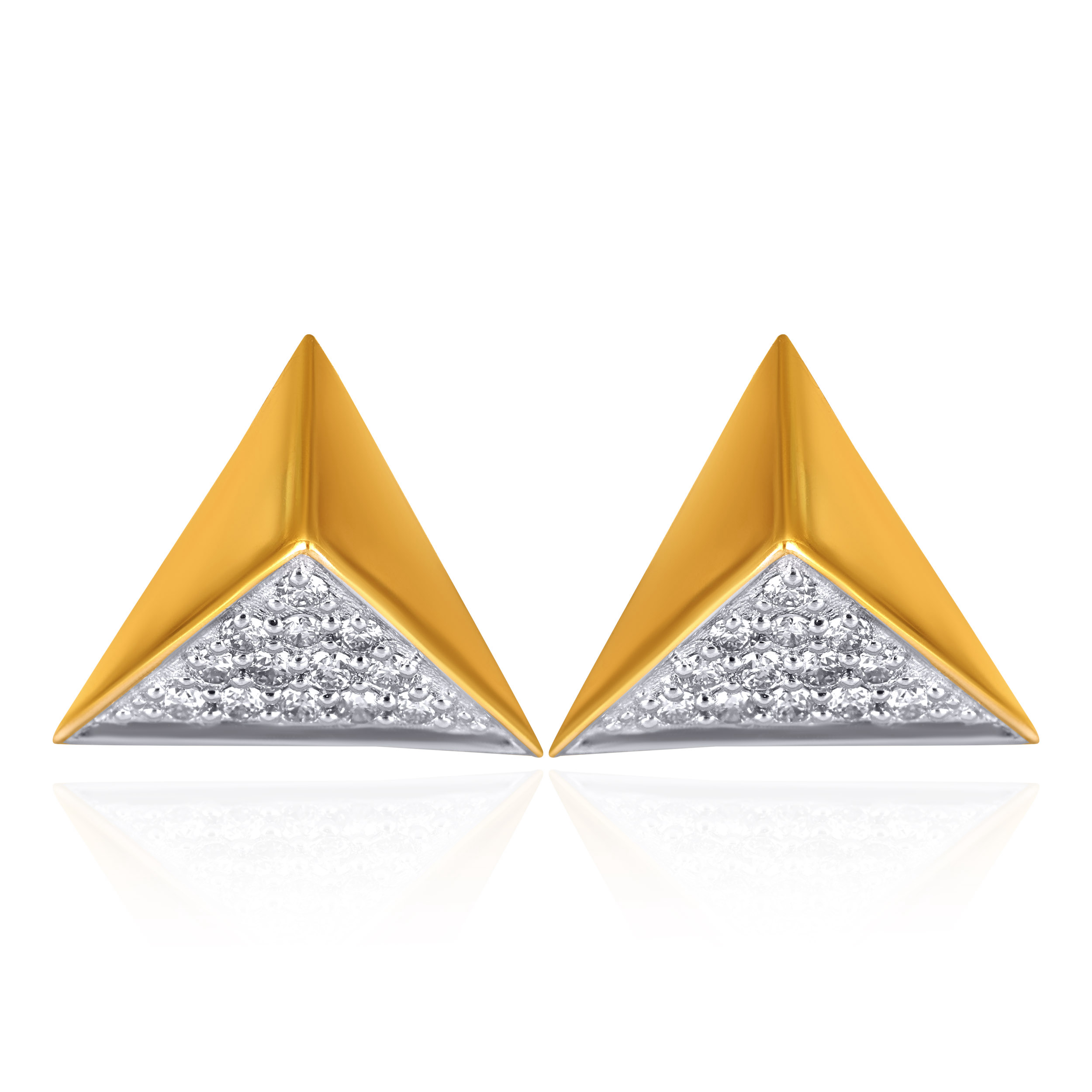 Sculpted Triangle Diamond Studs - Senco Gold and Diamonds
