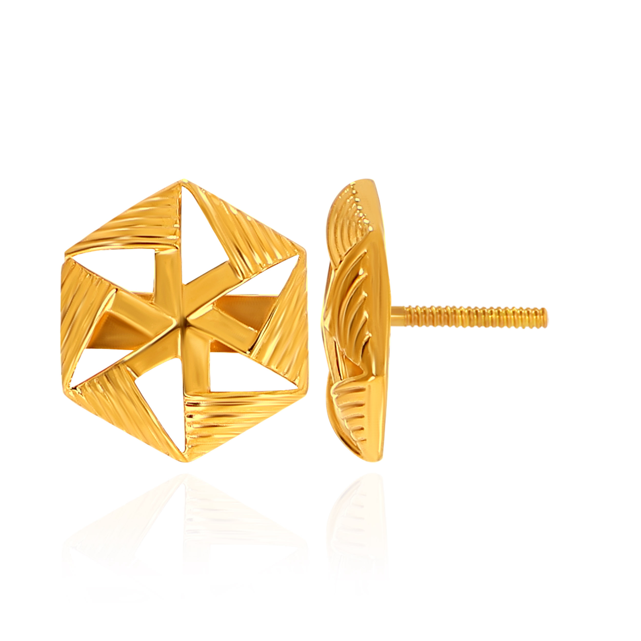 Edge & Elegance Gold Studs - Senco Gold and Diamonds
