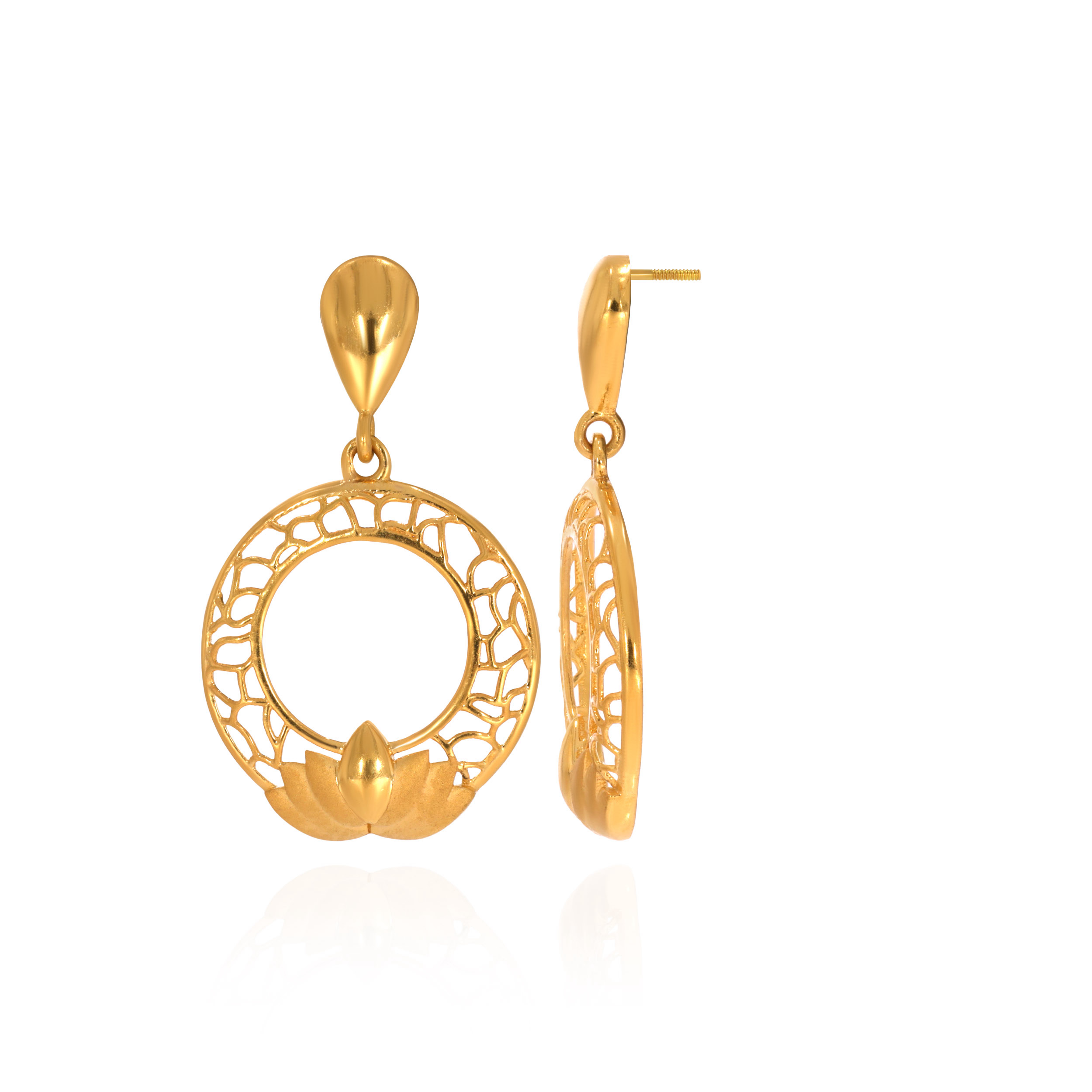 Botanical Gleam Gold Drop Earrings - Senco Gold and Diamonds