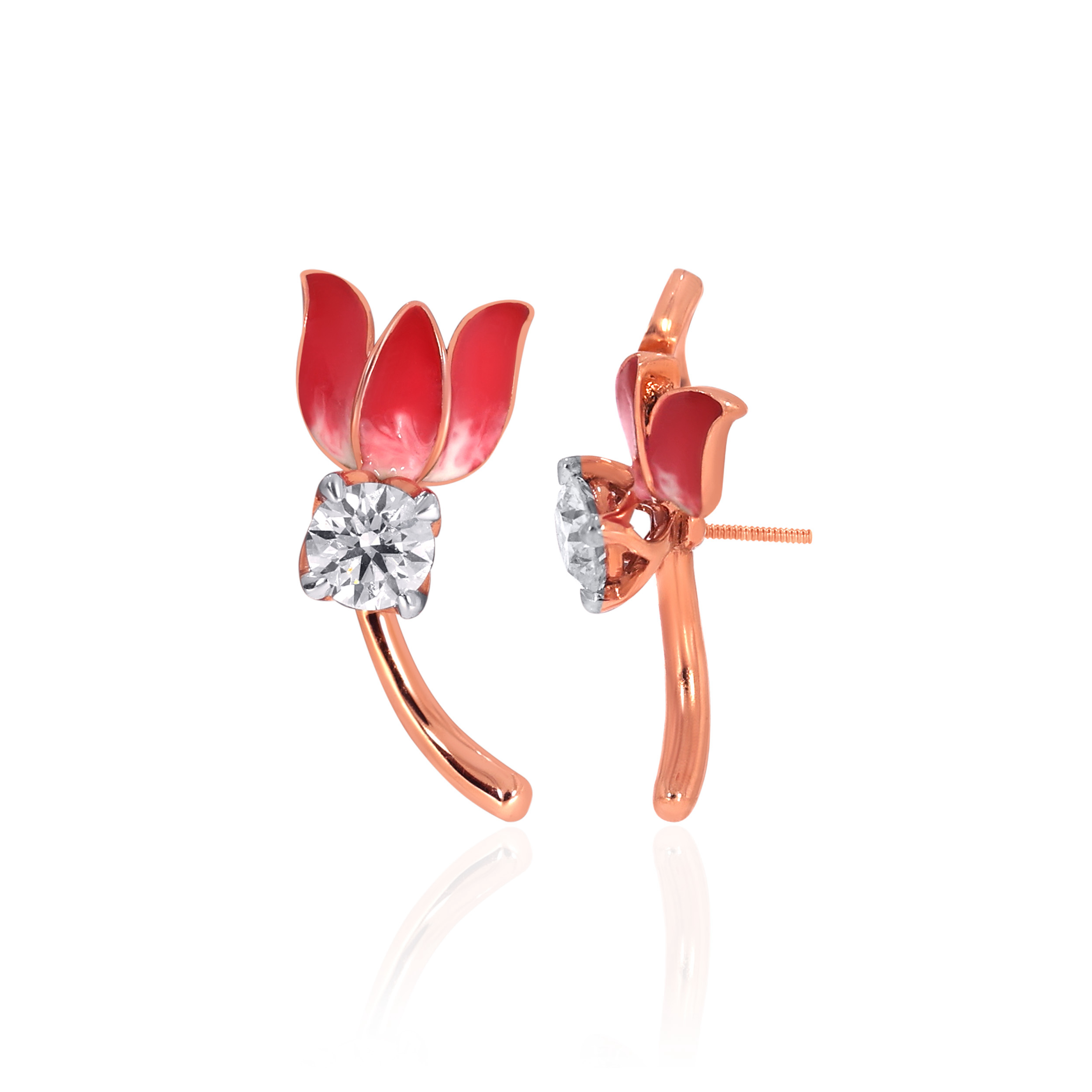 18K Rose Gold Diamond Studs Earrings-DT-D000754772 - Senco Gold and Diamonds