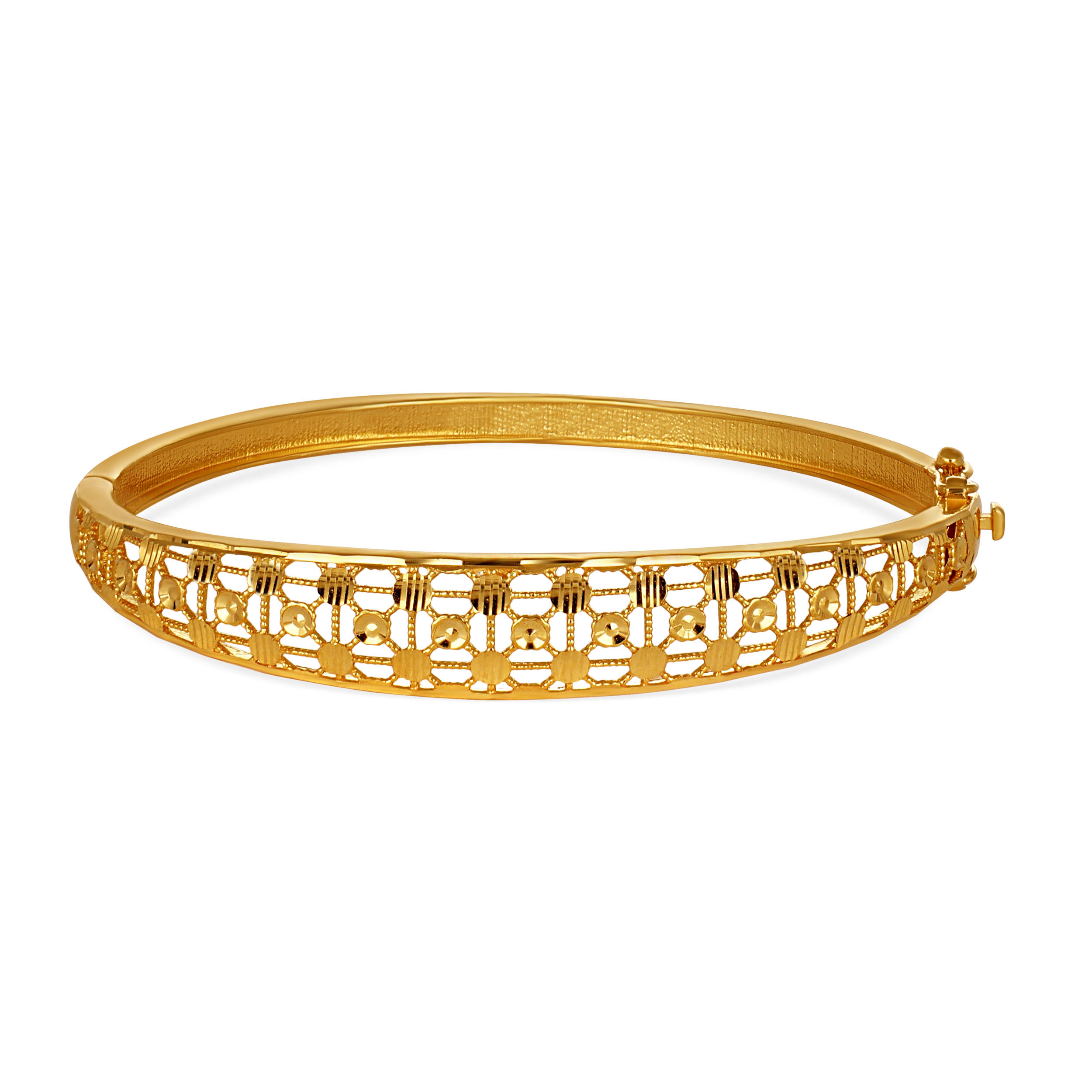 Artistic Lattice Detailed Gold Chur Bangle