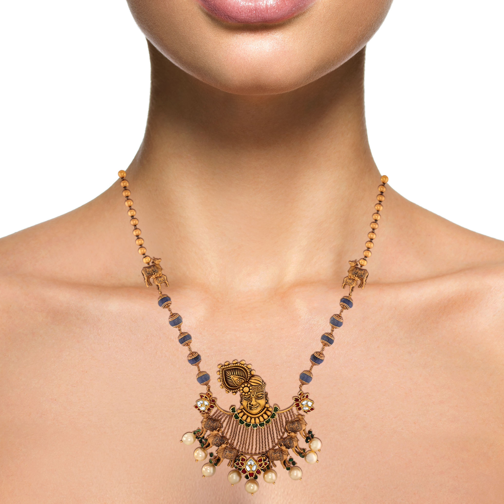 22K Yellow Gold Kundan Necklace-GN-D000788431 - Senco Gold and Diamonds
