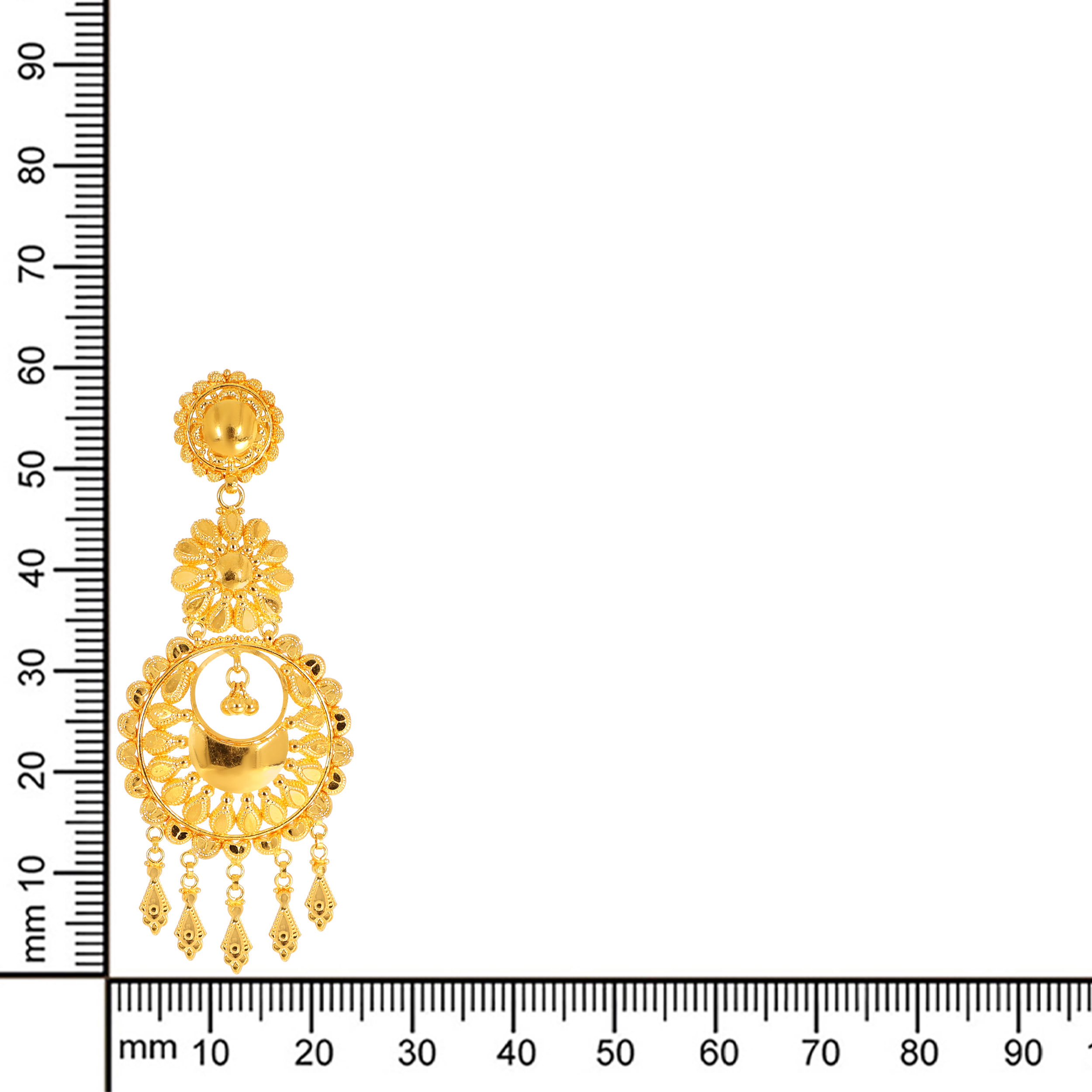 Floral Embrace Gold Chandbali Earrings - Senco Gold and Diamonds
