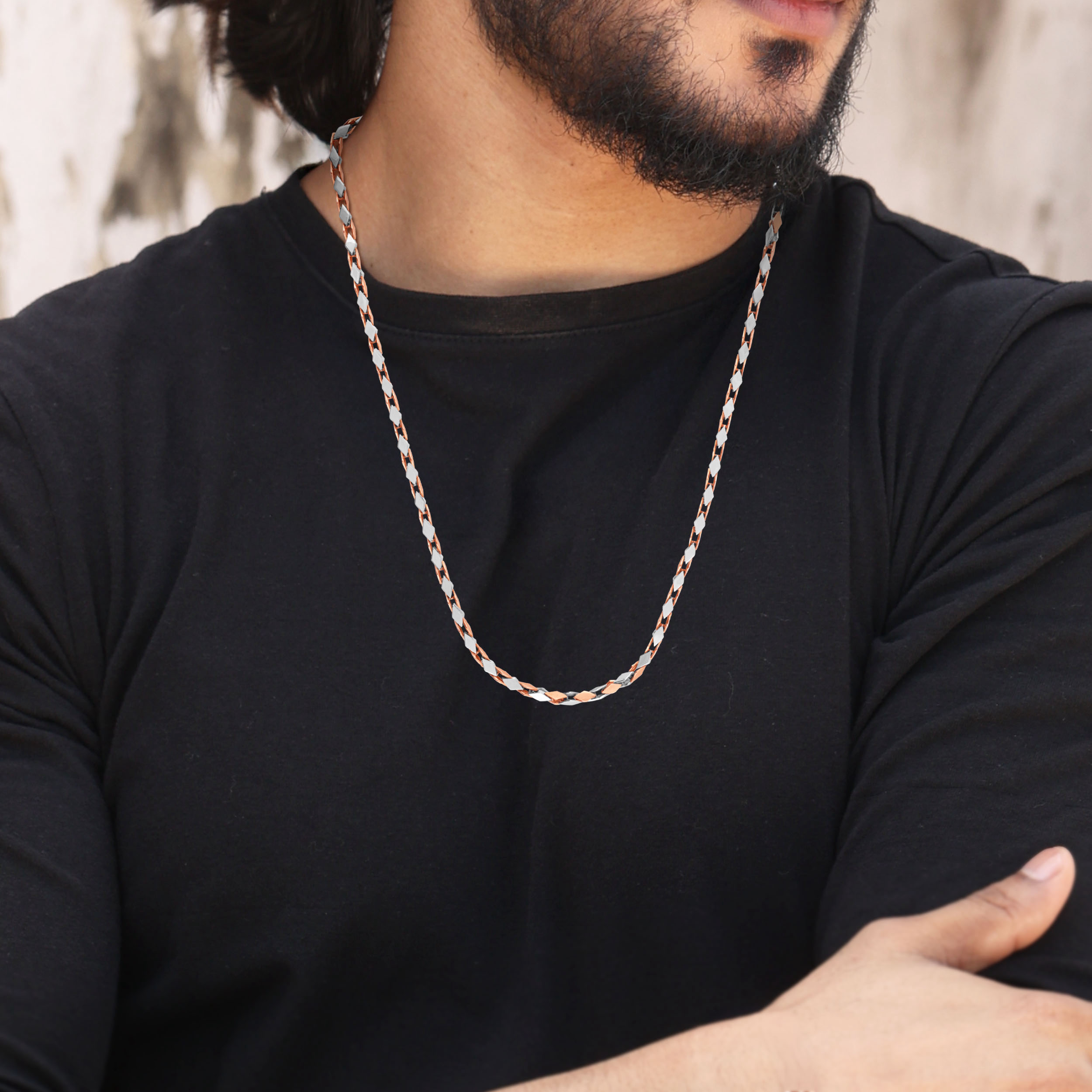 Aurum Noir Men's Platinum Gold Chain - Senco Gold and Diamonds