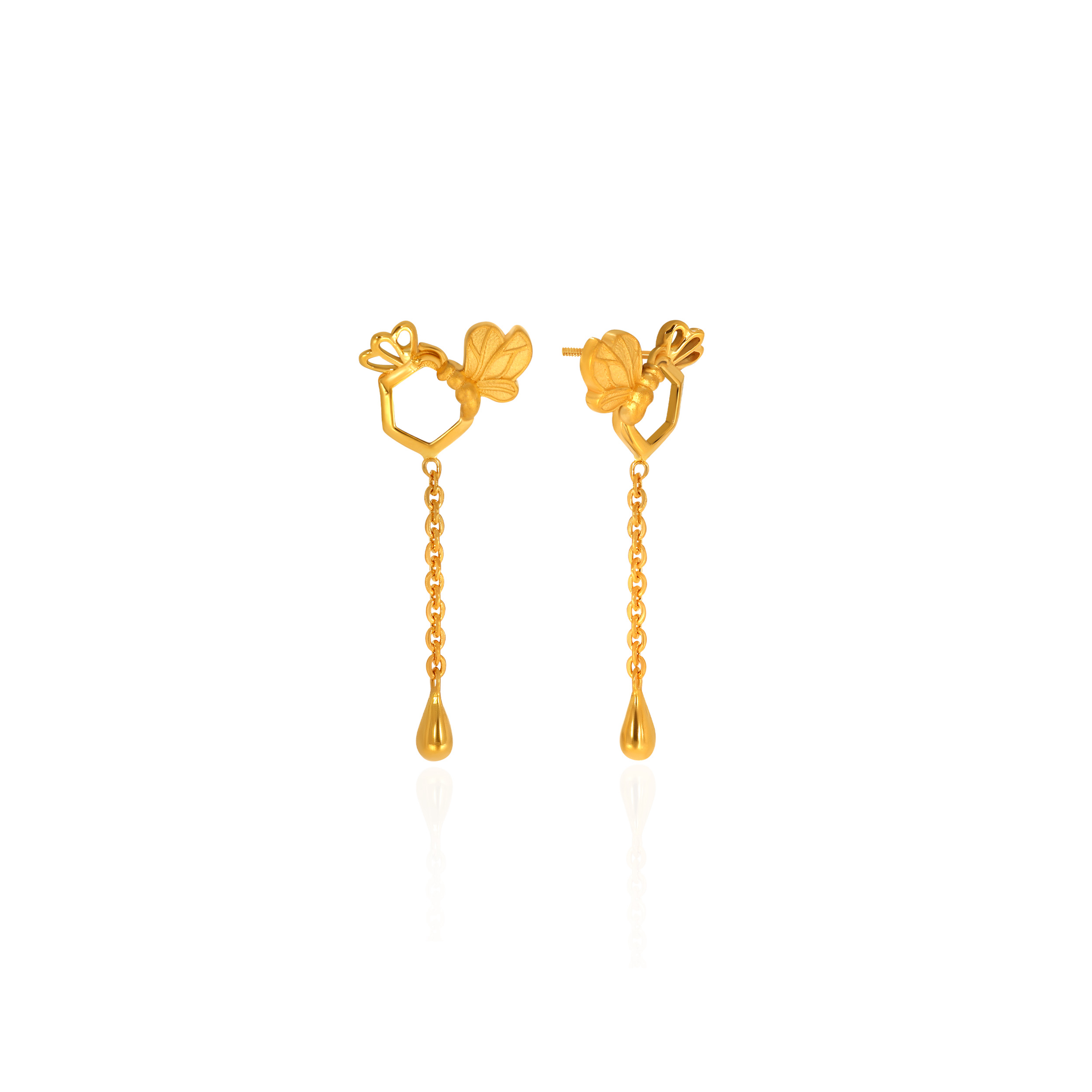 Sweet Duo Gold Drop Earrings - Senco Gold and Diamonds