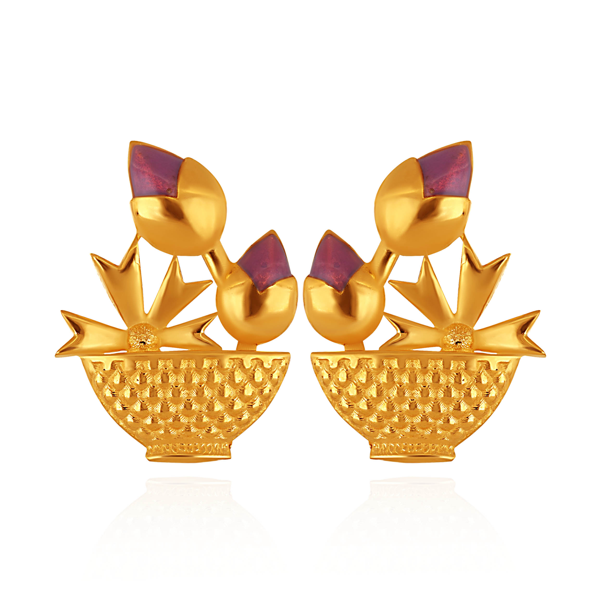 Dusky Petal Gold Studs - Senco Gold and Diamonds
