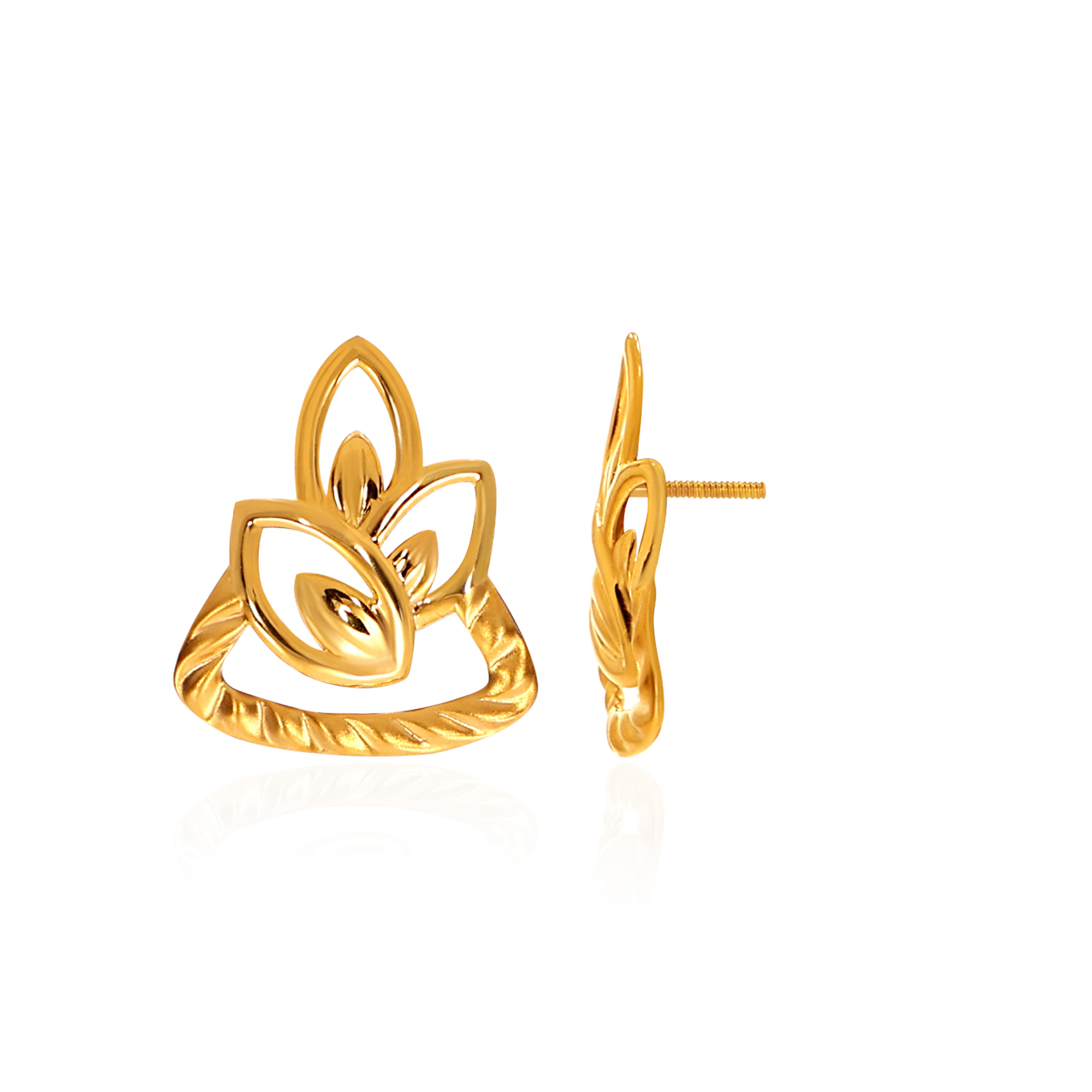 Harmonious Petals Gold Studs  - Senco Gold and Diamonds
