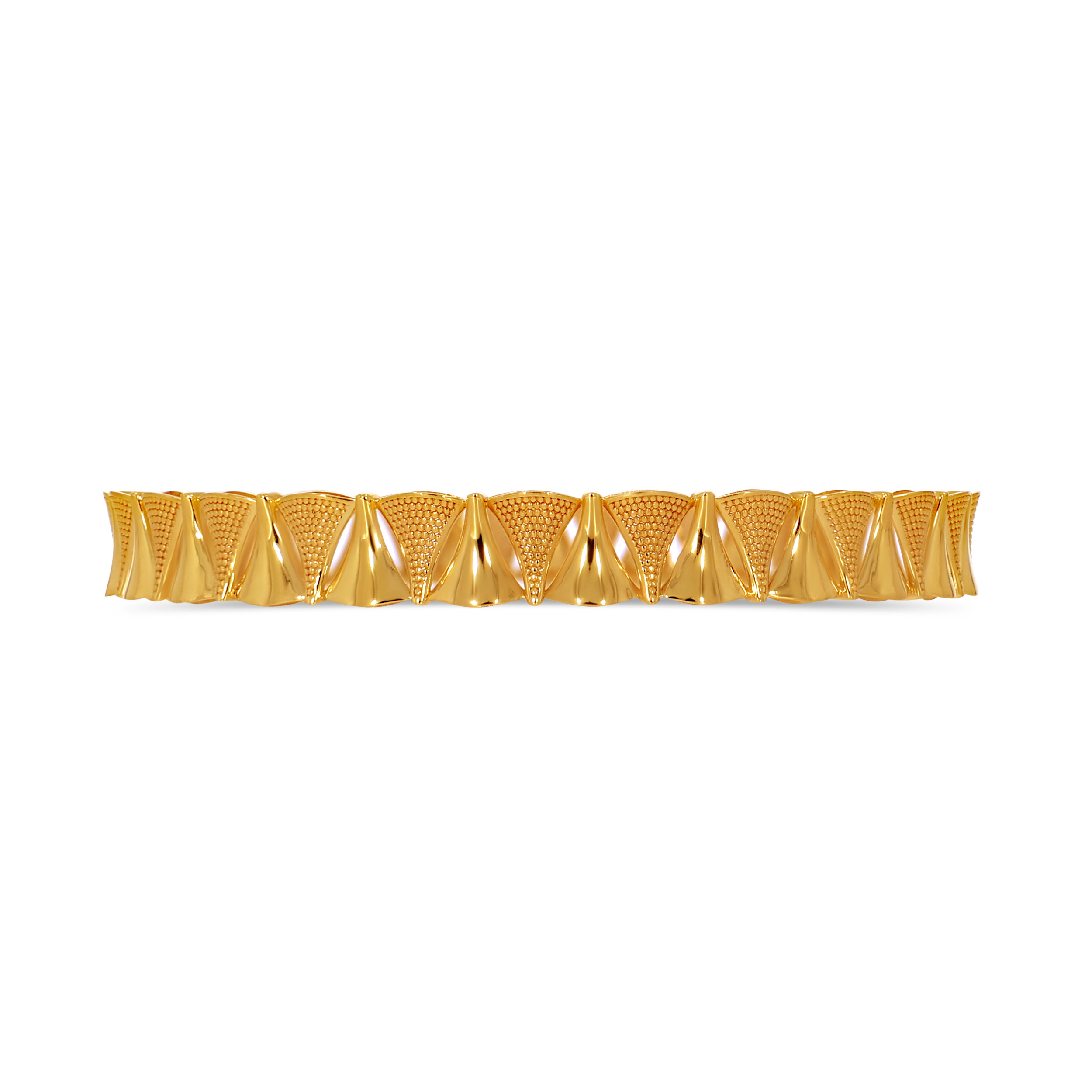 Alternate Textured Pyramid Gold Bangle - Senco Gold and Diamonds