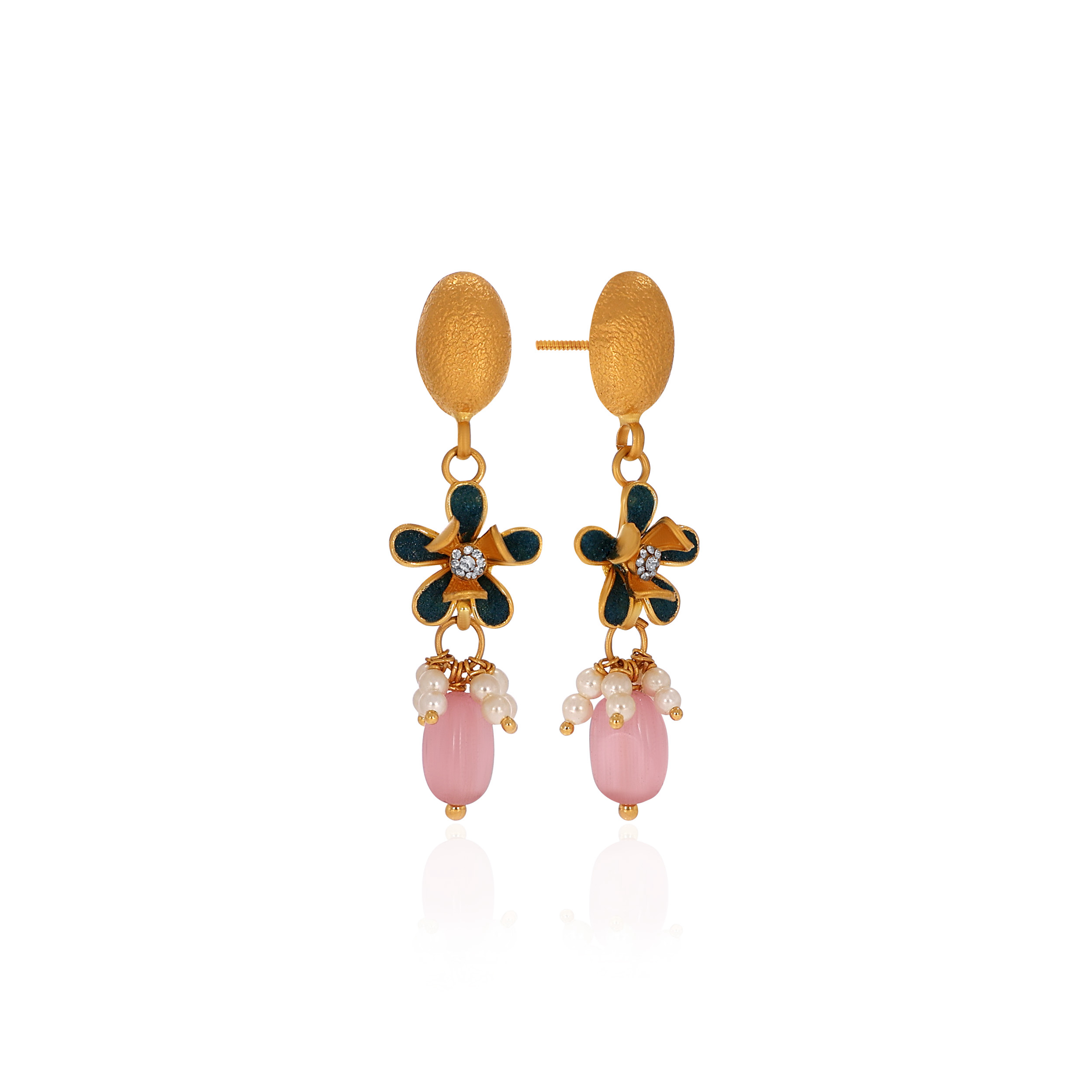 22K Yellow Gold Antique Kundan Drop Earrings-GPGN-D000779693 - Senco Gold and Diamonds