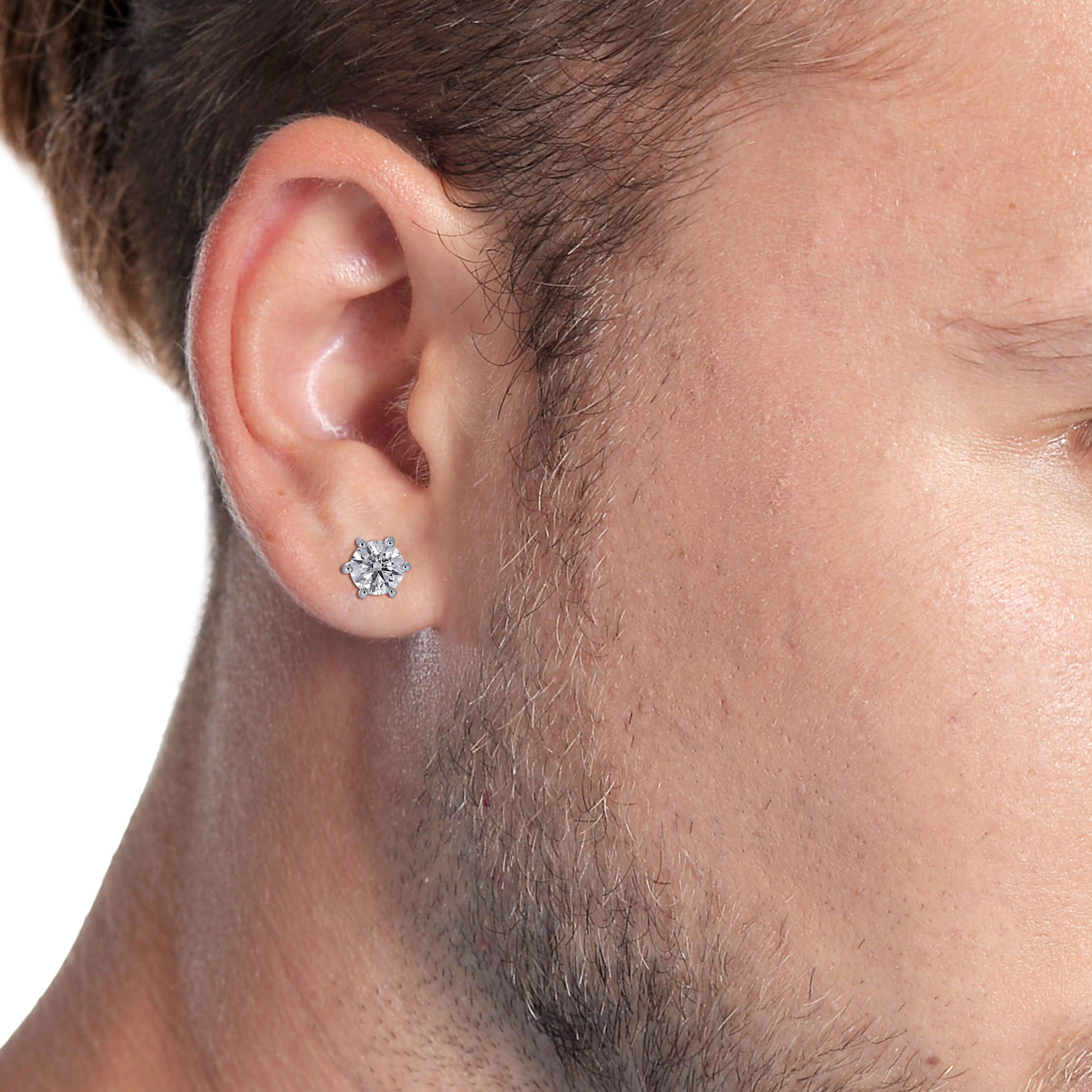 Fire Of Solitaire Men's Earrings - Senco Gold and Diamonds