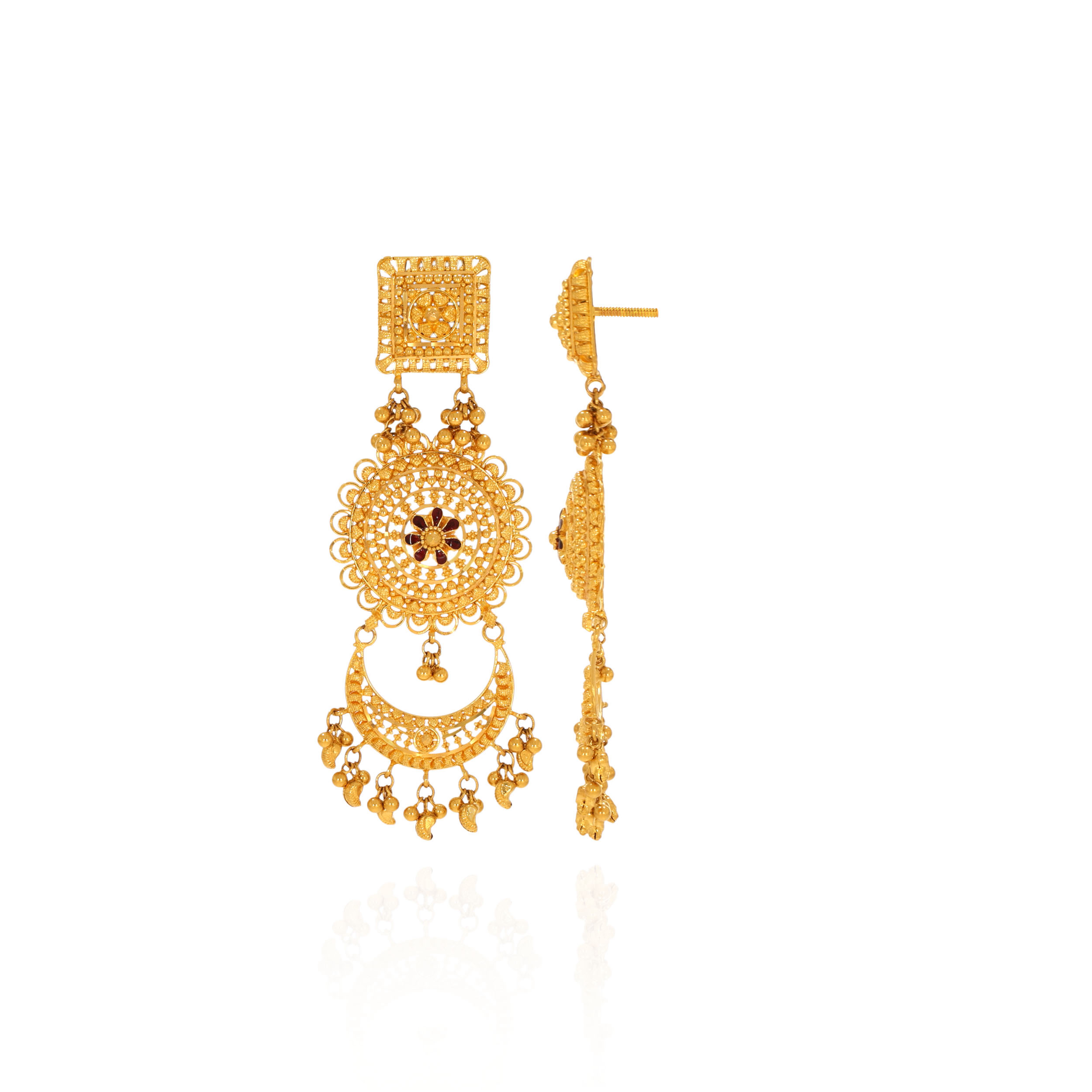 Royale Crescent Tier Gold Earrings - Senco Gold and Diamonds
