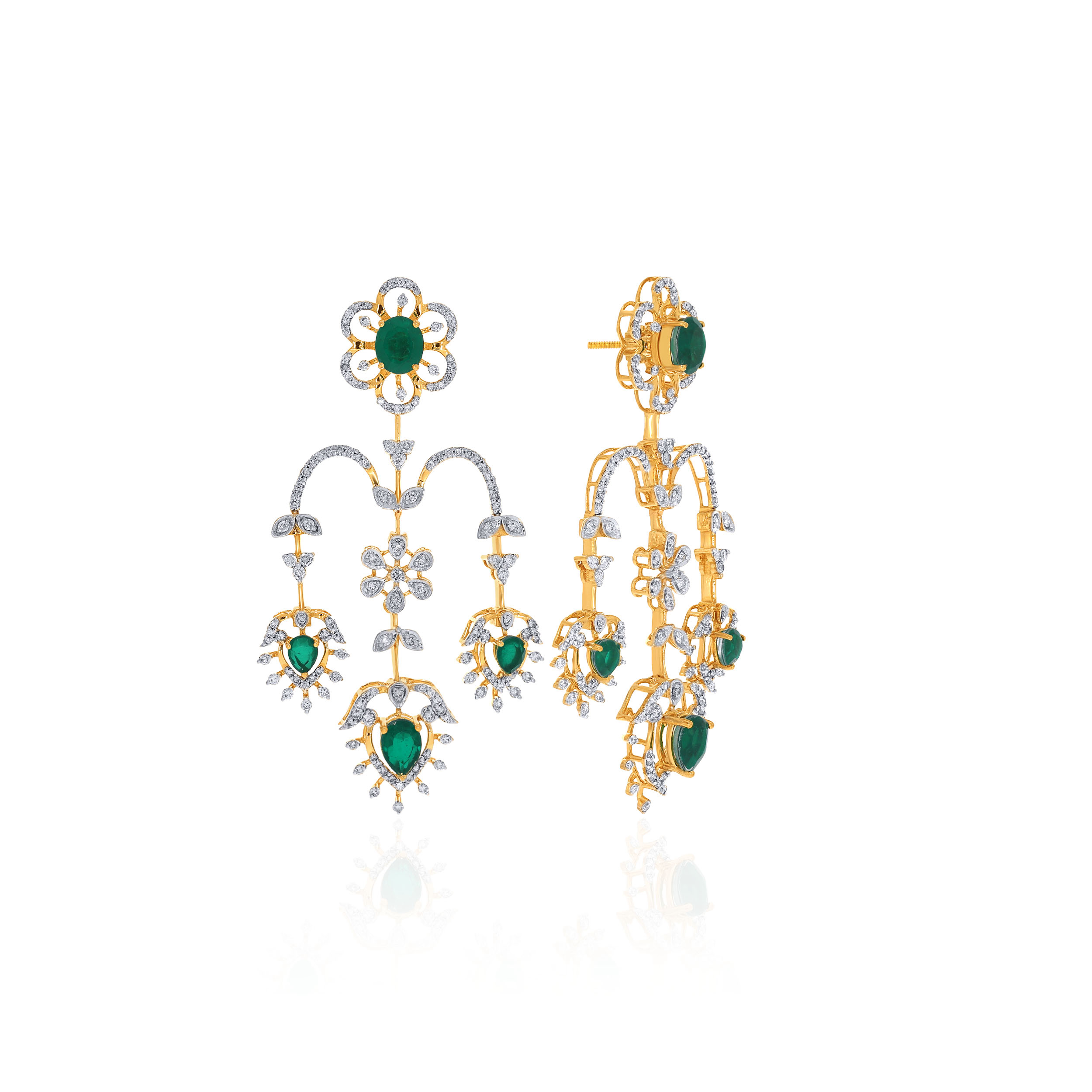 14K Yellow Gold Diamond Drop Earrings-DTGN-D000792500 - Senco Gold and Diamonds
