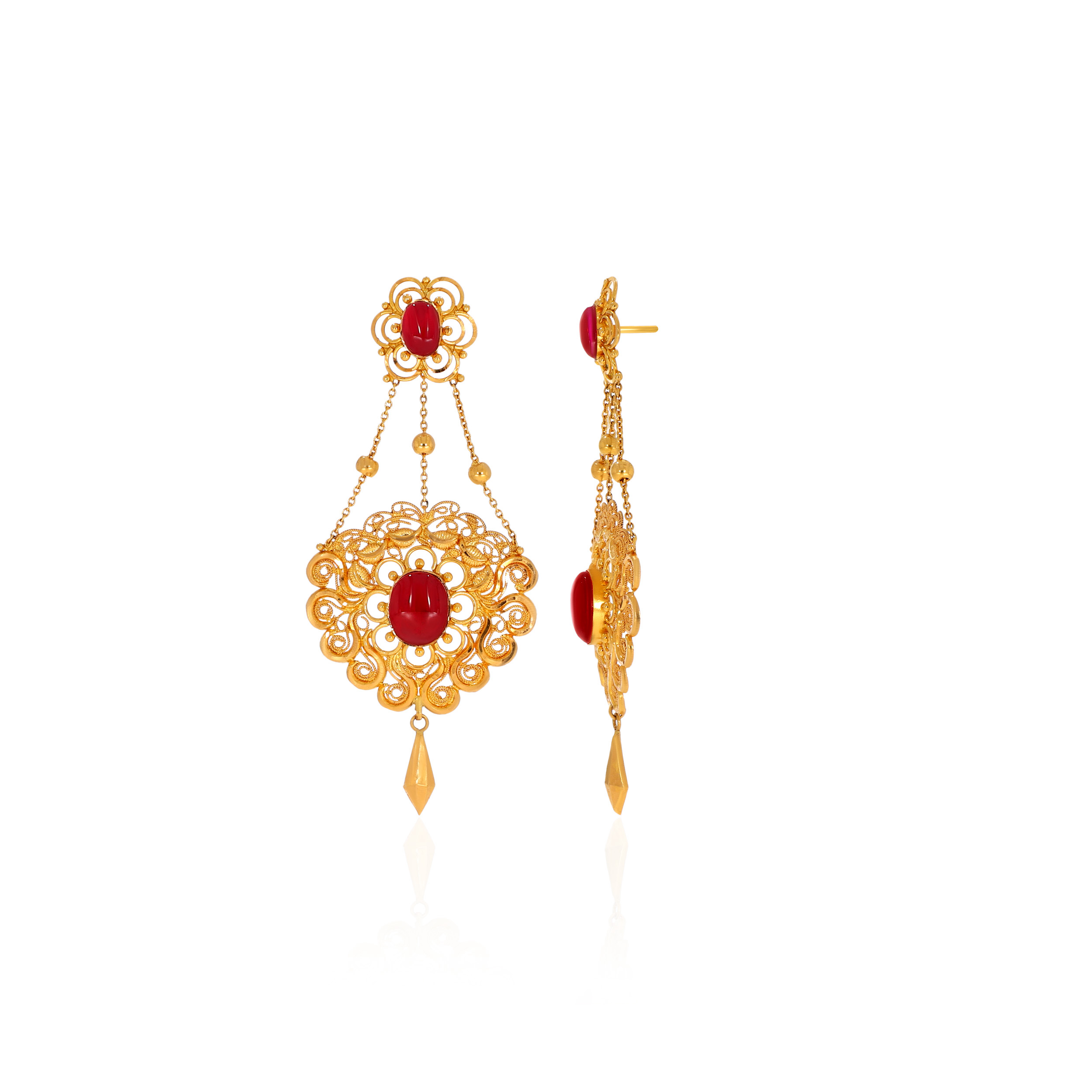 22K Yellow Gold Drop Earrings-GPGN-D000568050 - Senco Gold and Diamonds