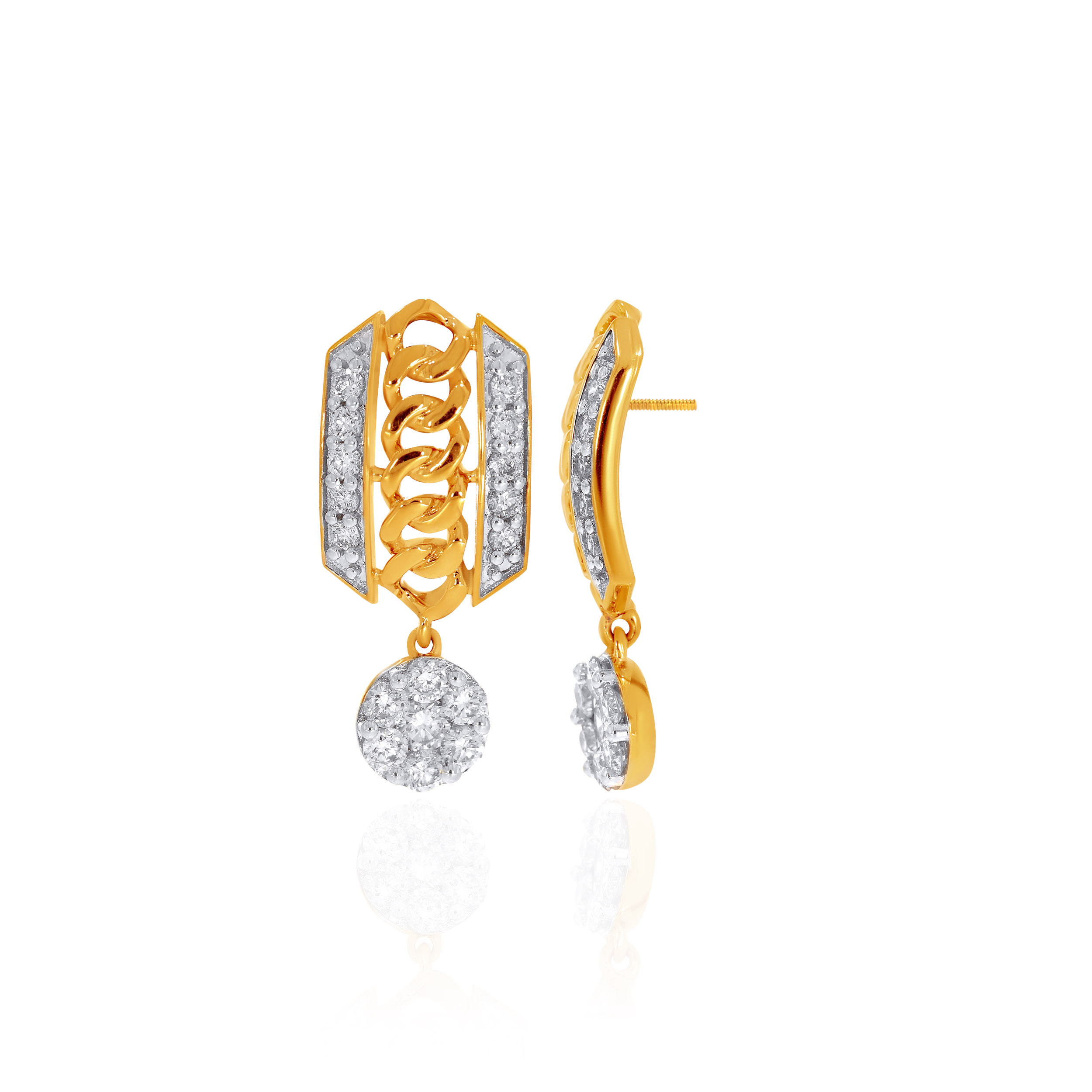 14K Yellow Gold Diamond Drop Earrings-DT-D000772716 - Senco Gold and Diamonds