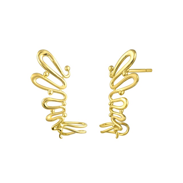 Chic Waves Gold Studs - Senco Gold and Diamonds