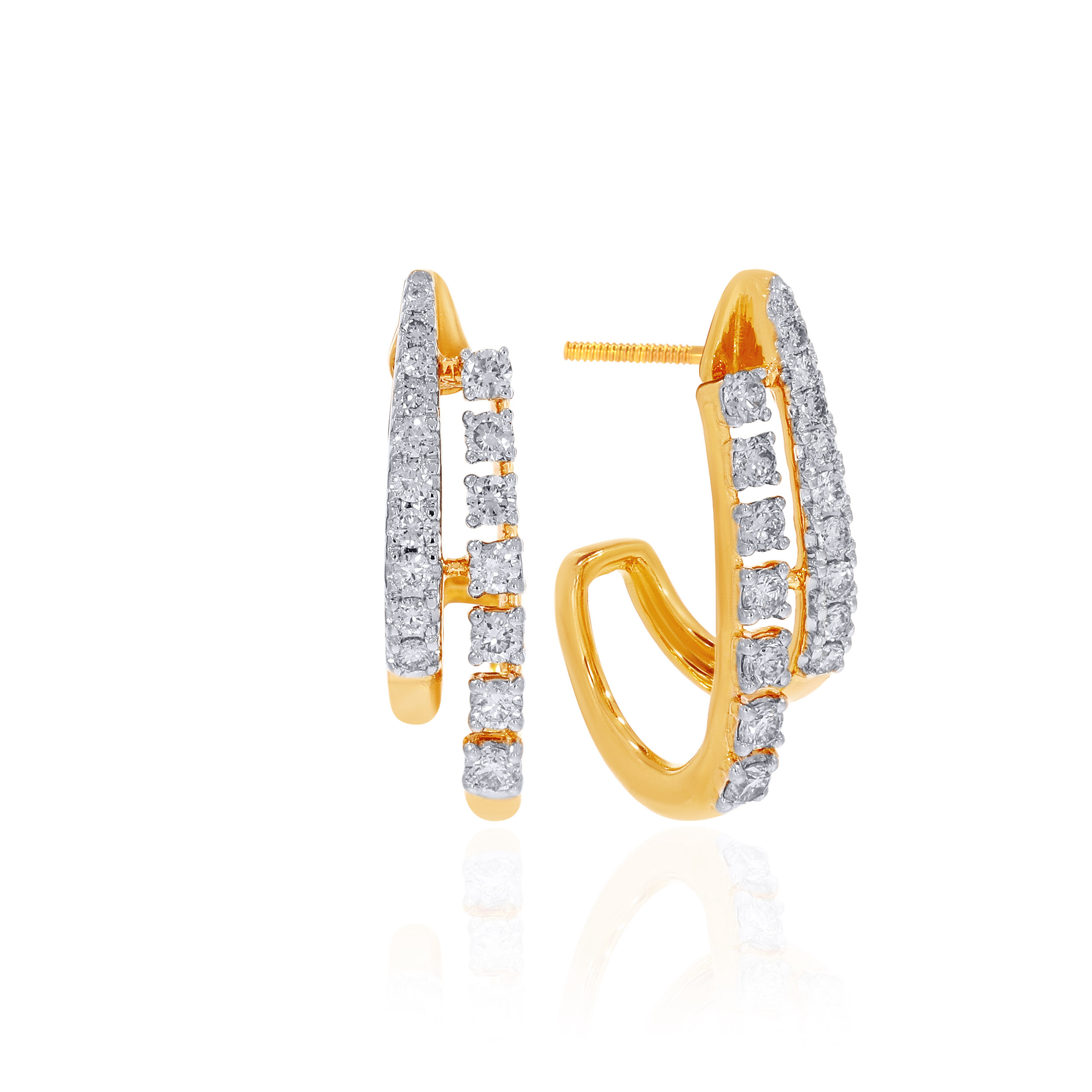 14K Yellow Gold Diamond Hoops DT-D000749064 - Senco Gold and Diamonds