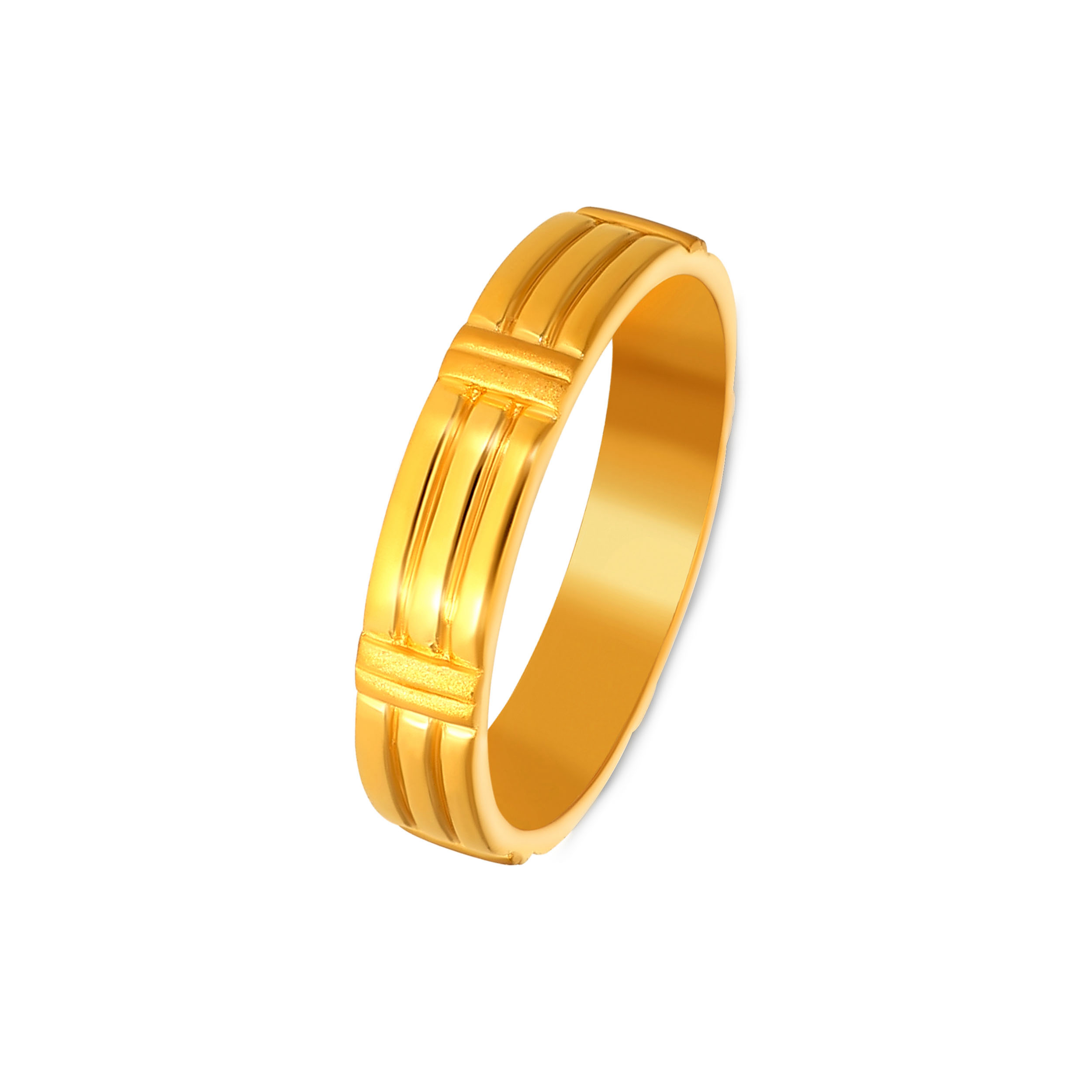 Structured Linear Men's Gold Ring - Senco Gold and Diamonds