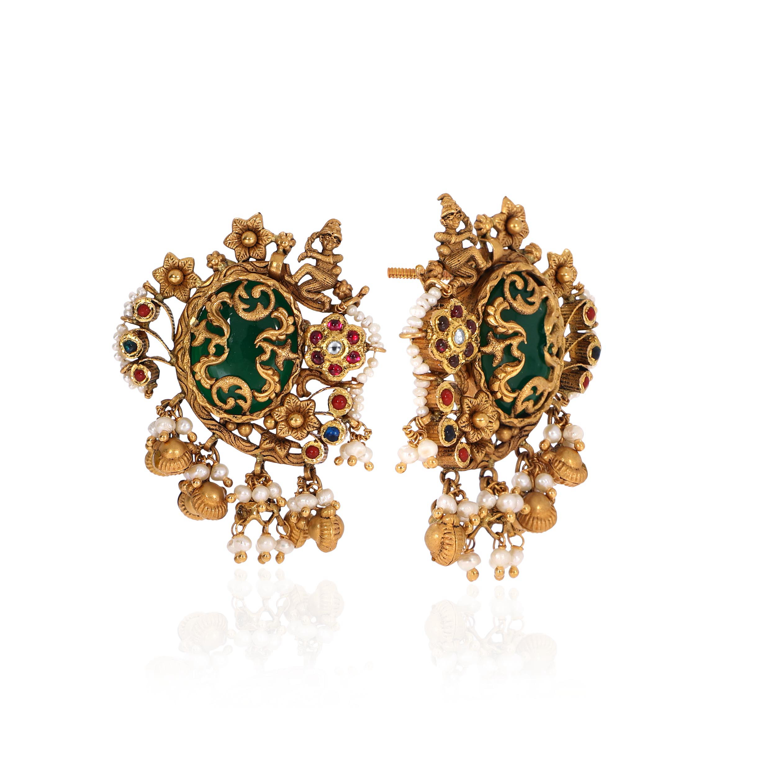 22K Yellow Gold Kundan Earrings-GPGN-D000782905 - Senco Gold and Diamonds