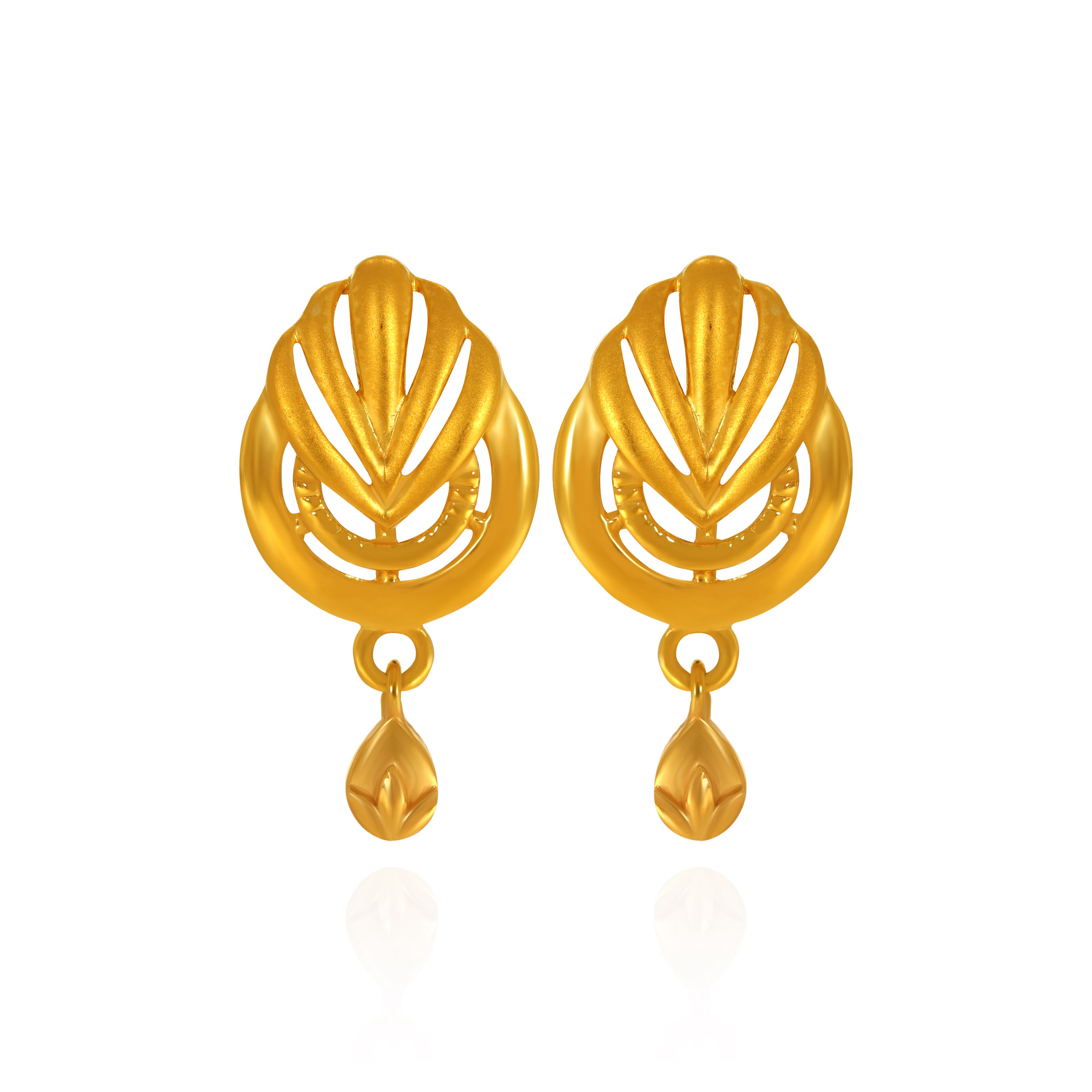 Radiant Leaflet Gold Drop Earrings - Senco Gold and Diamonds