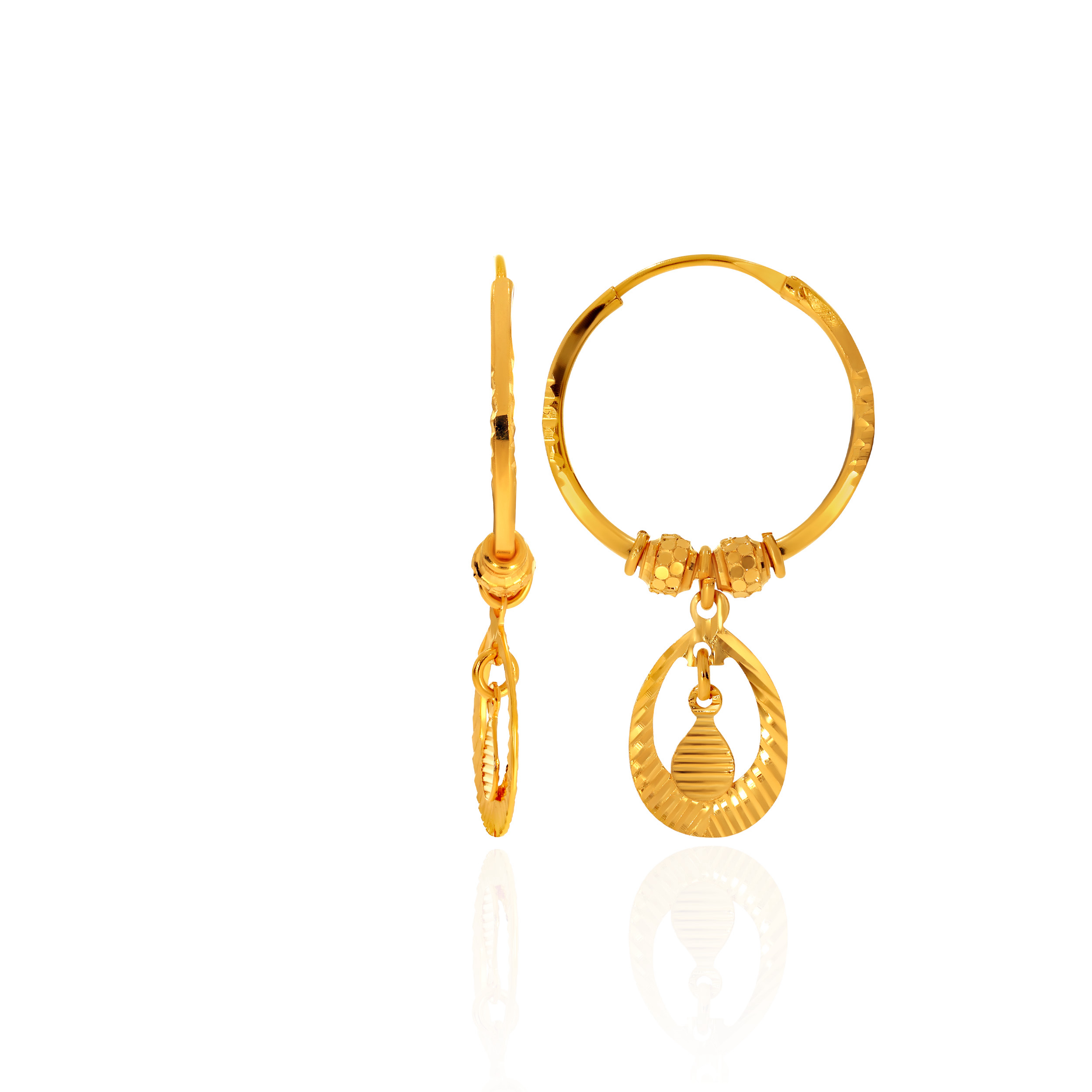 Twirl & Leaf Gold Hoop Earrings - Senco Gold and Diamonds