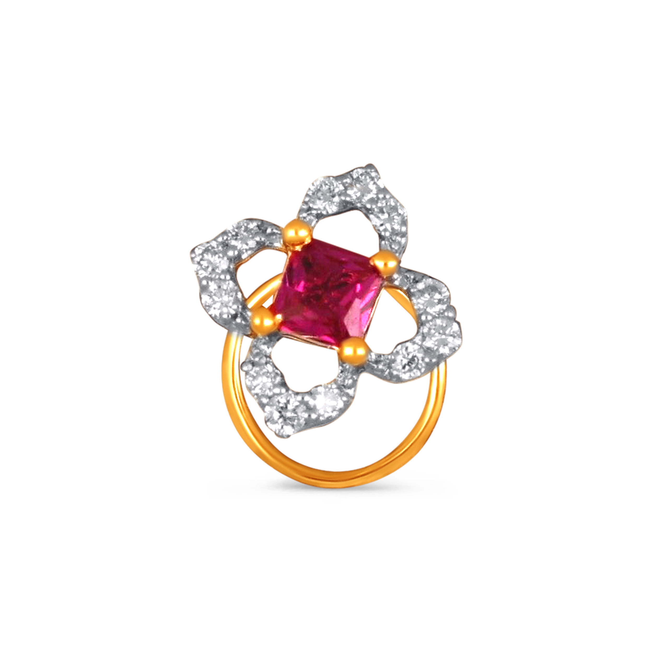 Radiant Bloom Diamond Nose Pin - Senco Gold and Diamonds