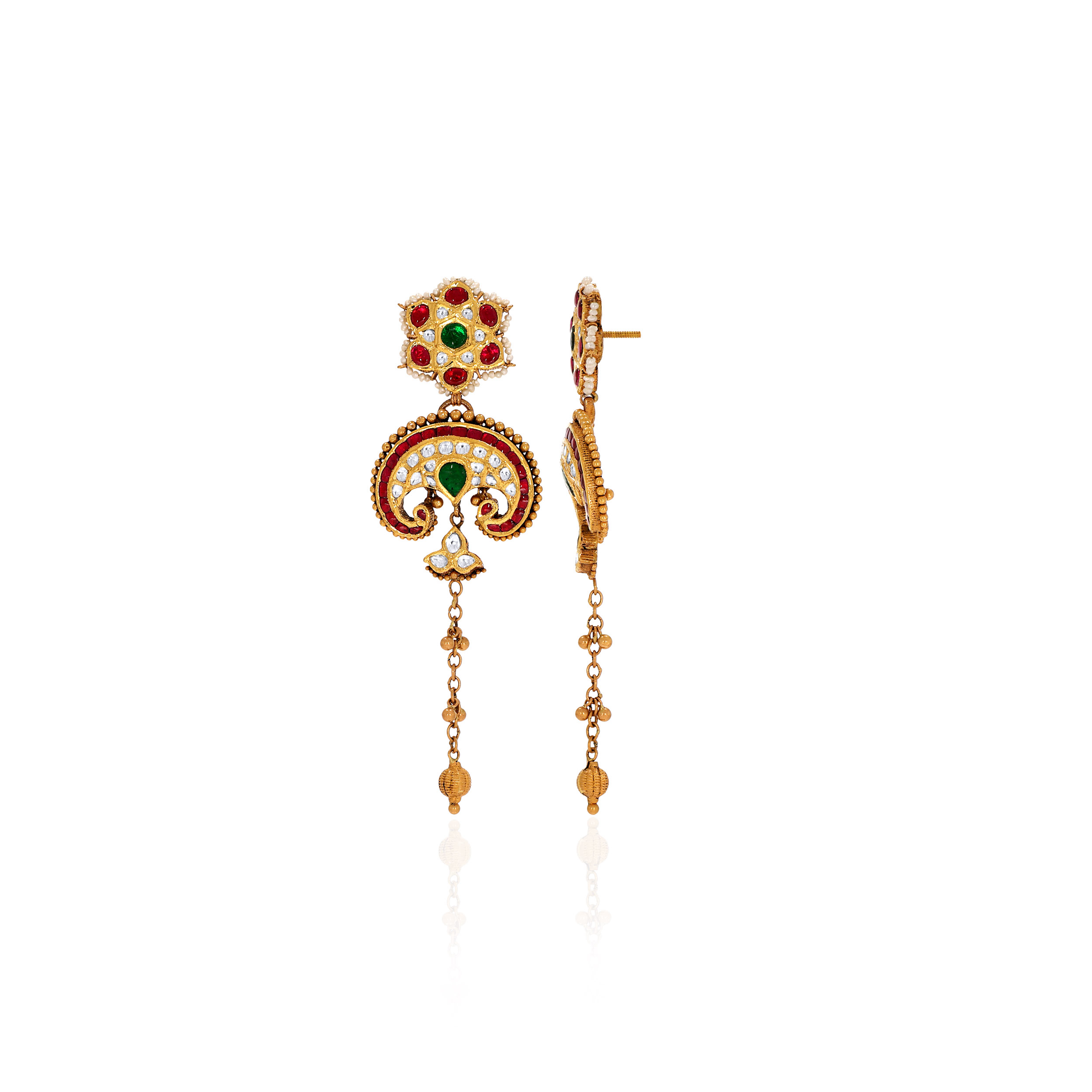 22K Yellow Gold Kundan Earrings-GPGN-D000788479 - Senco Gold and Diamonds