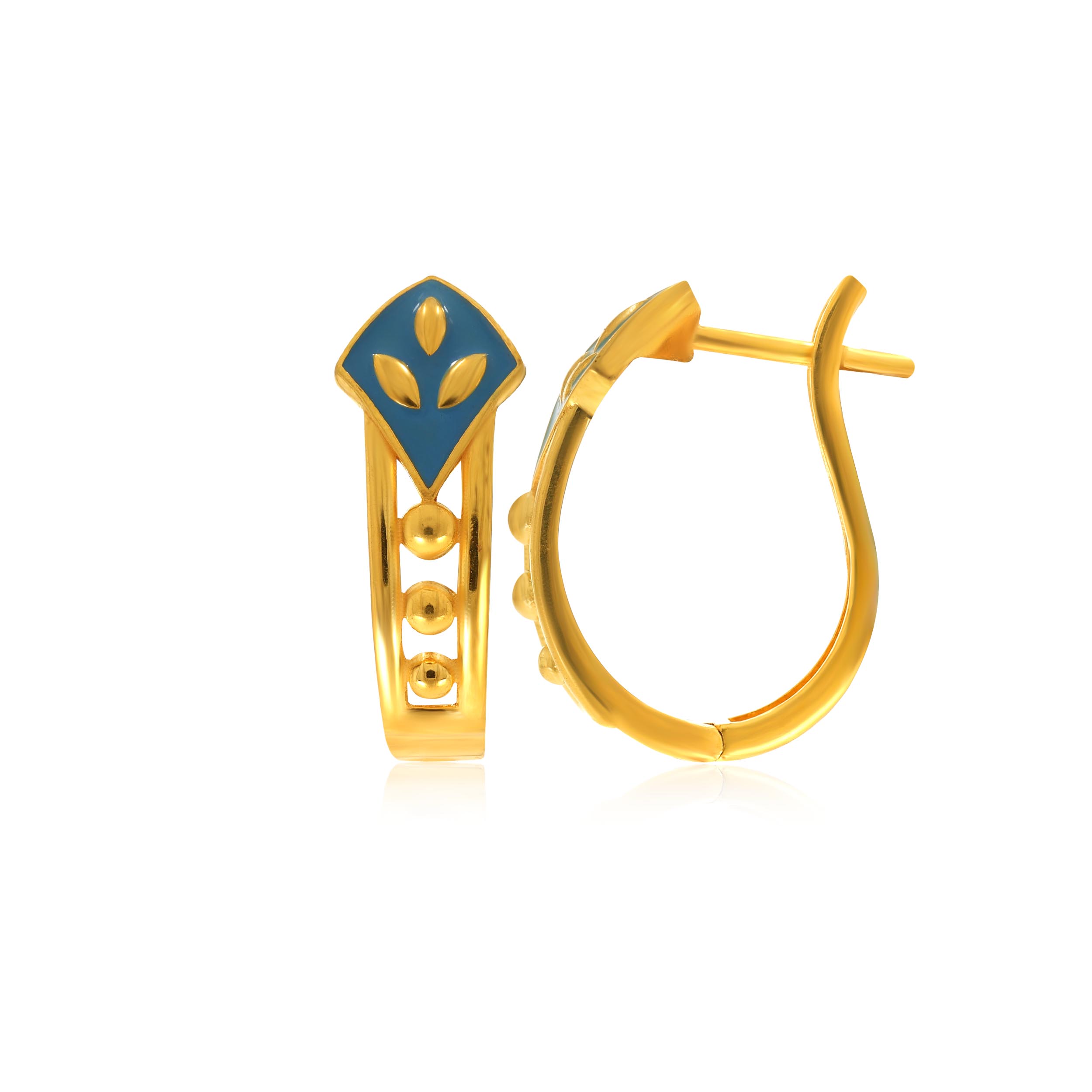Oceanic Glow Gold Hoop Earrings - Senco Gold and Diamonds
