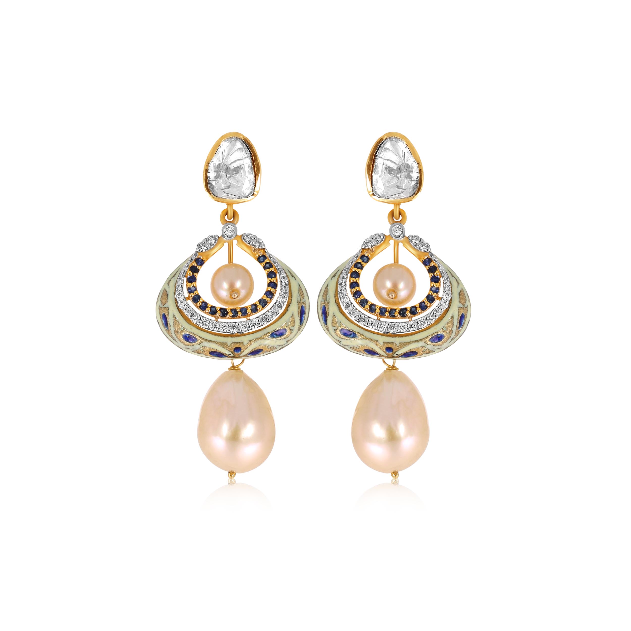 Vibrant Polki Diamond Earrings - Senco Gold and Diamonds