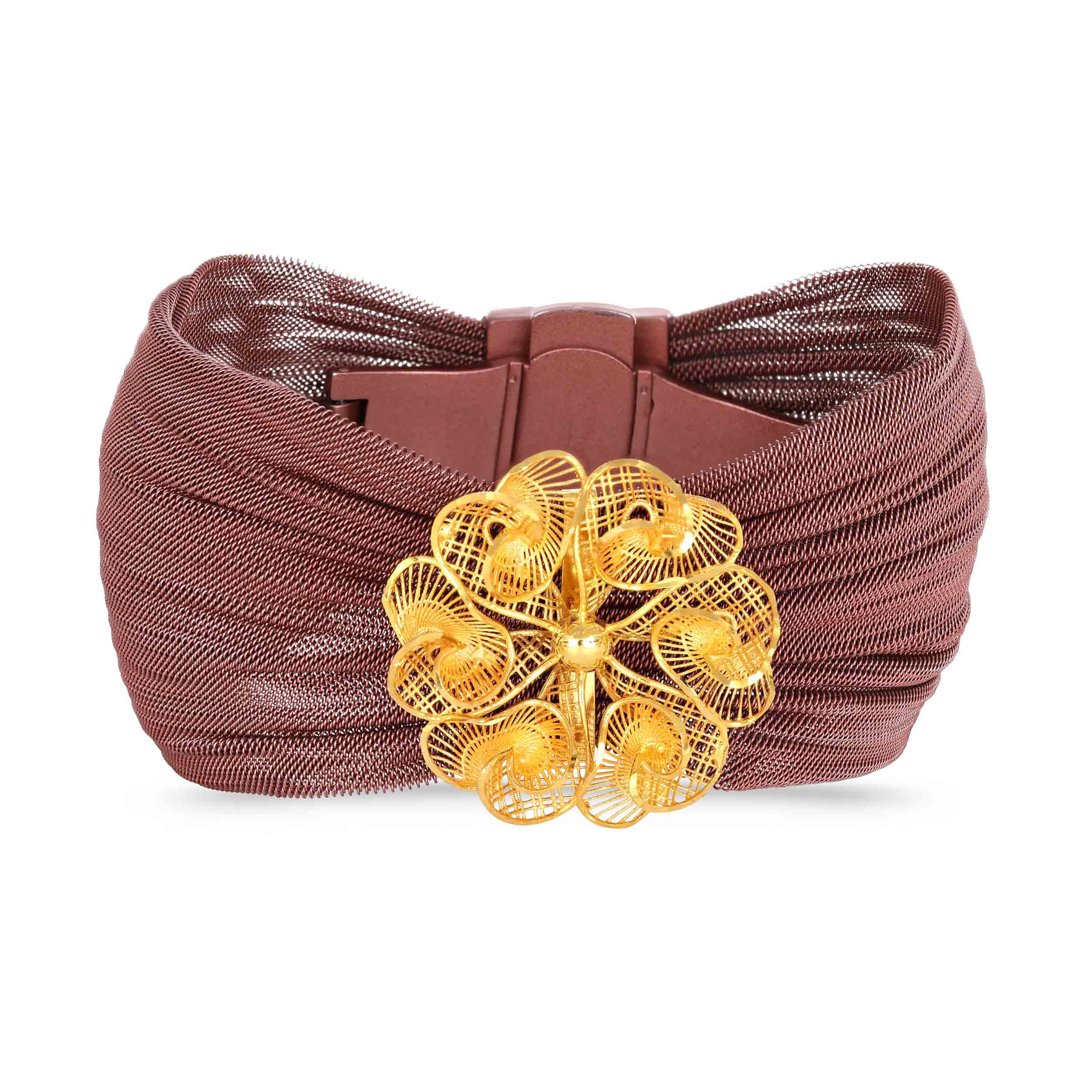 Mauve Mesh Artistry Gold Chur Bangle - Senco Gold and Diamonds