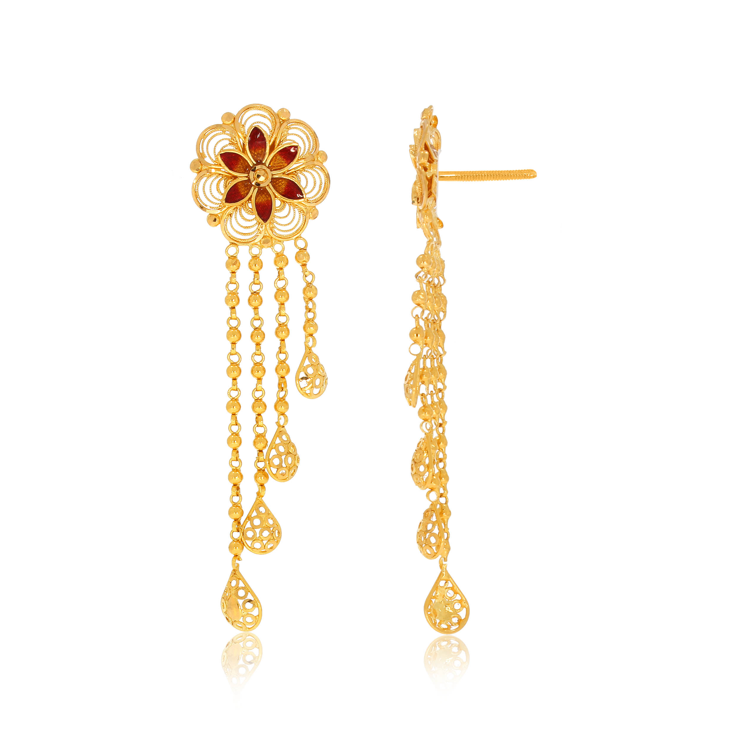 Floral Art Gold Earrings - Senco Gold and Diamonds