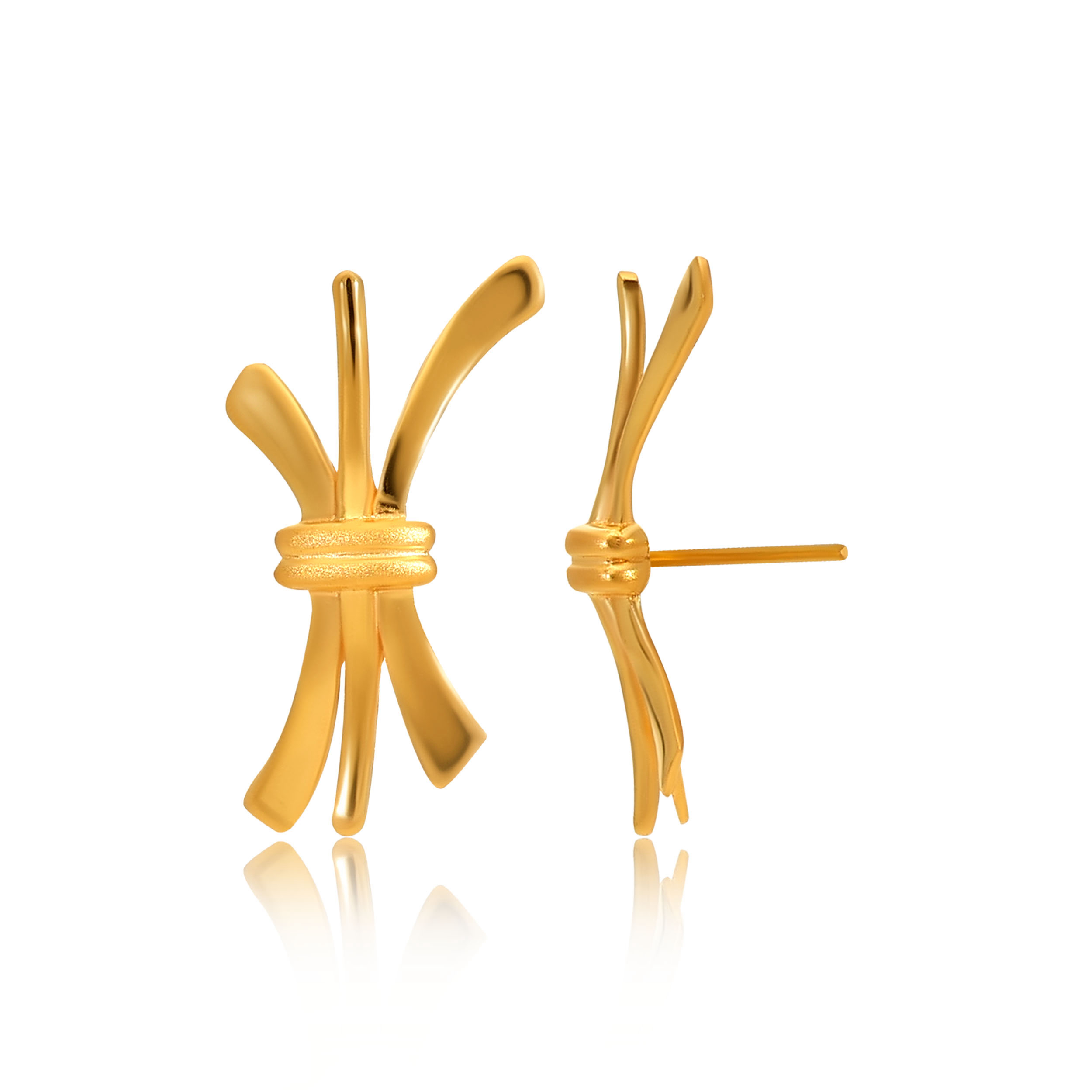 Minimalist Curvature Gold Studs - Senco Gold and Diamonds