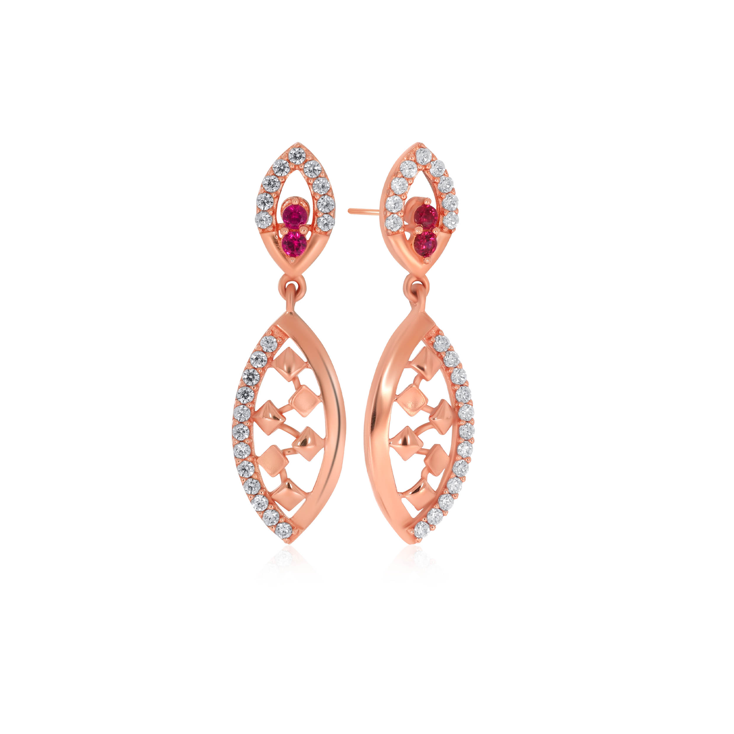 Chic Rosy Vision Gold Drop Earrings - Senco Gold and Diamonds