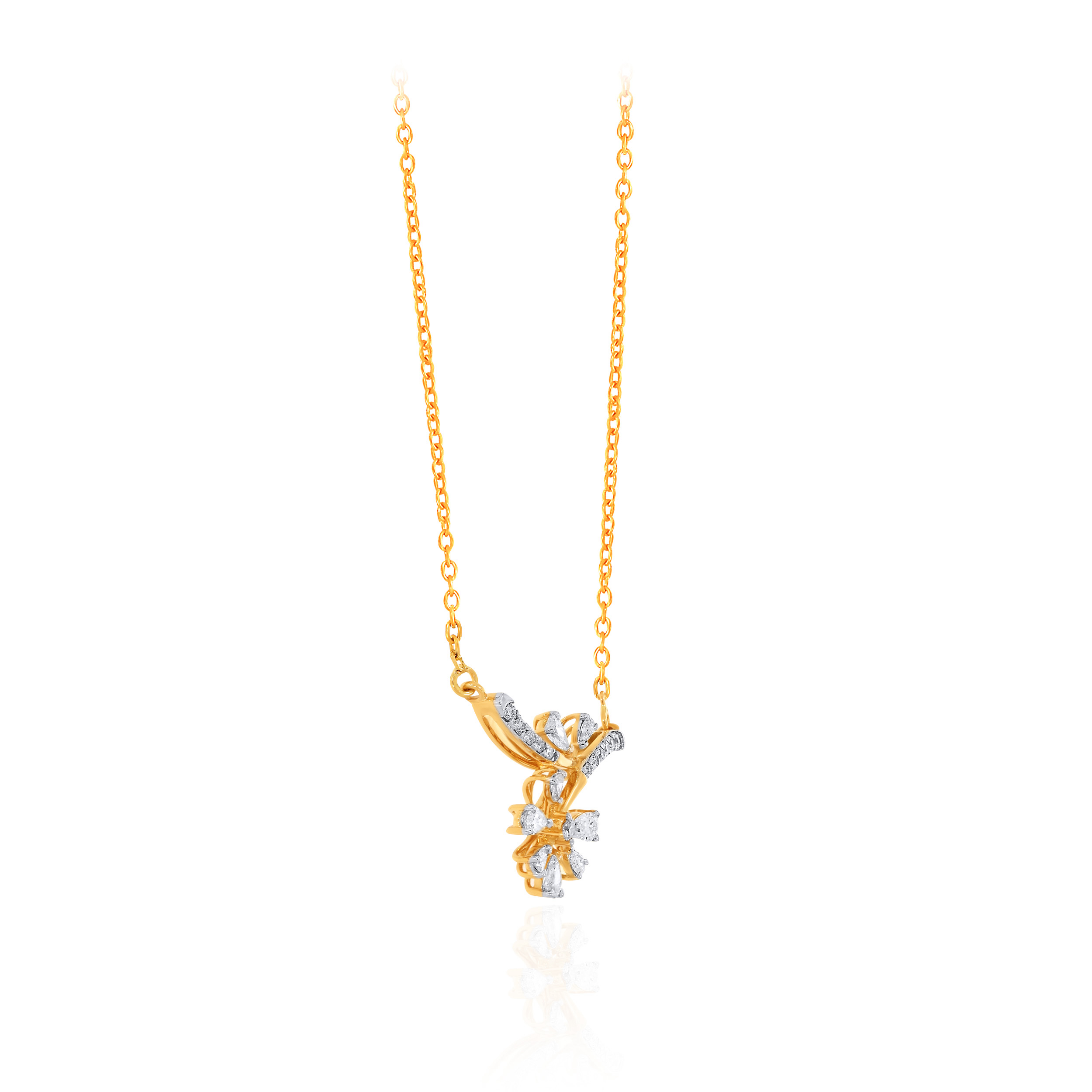 Lyrical Swirl Diamond Chain Pendant - Senco Gold and Diamonds