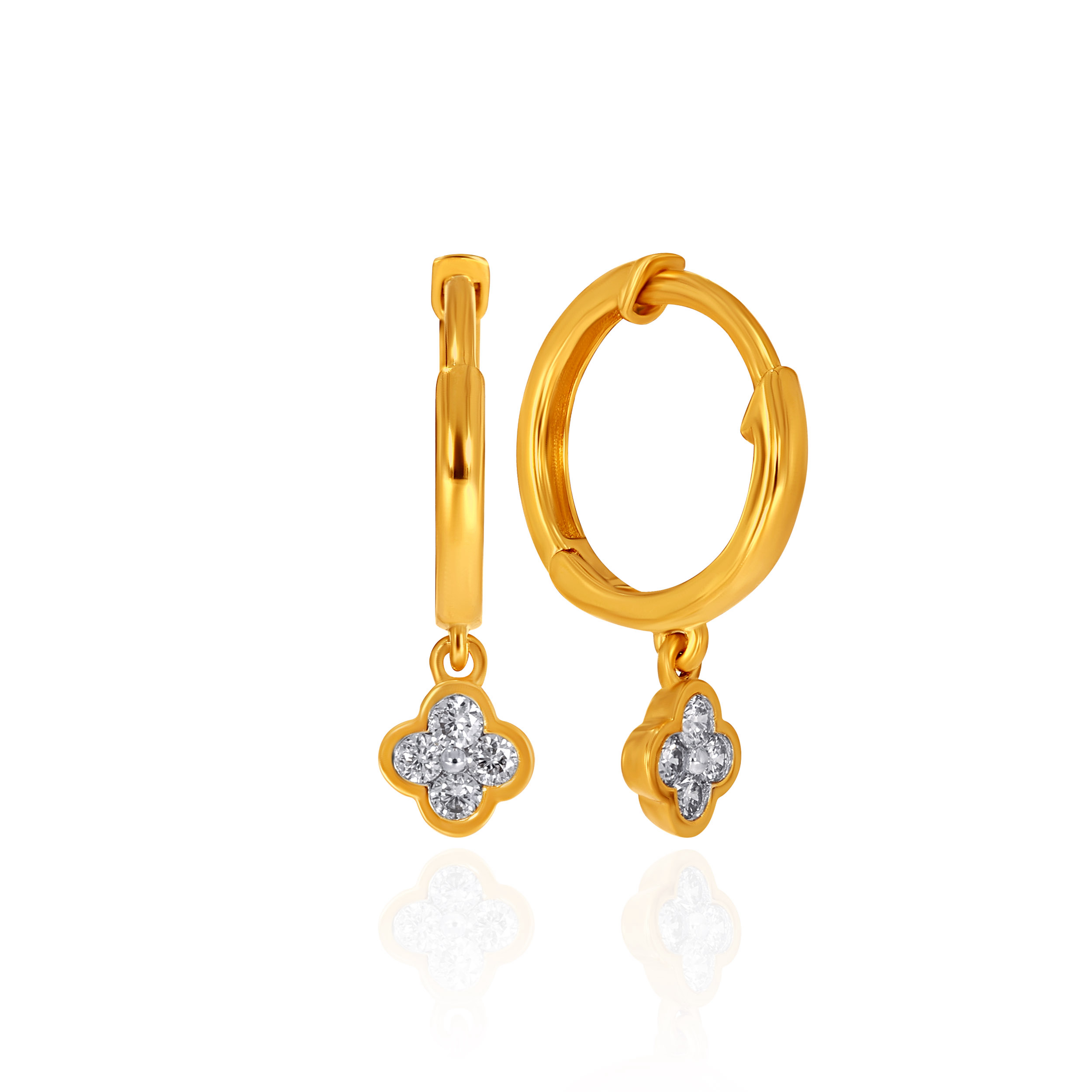 Petite Clover Diamond Hoop Earrings - Senco Gold and Diamonds