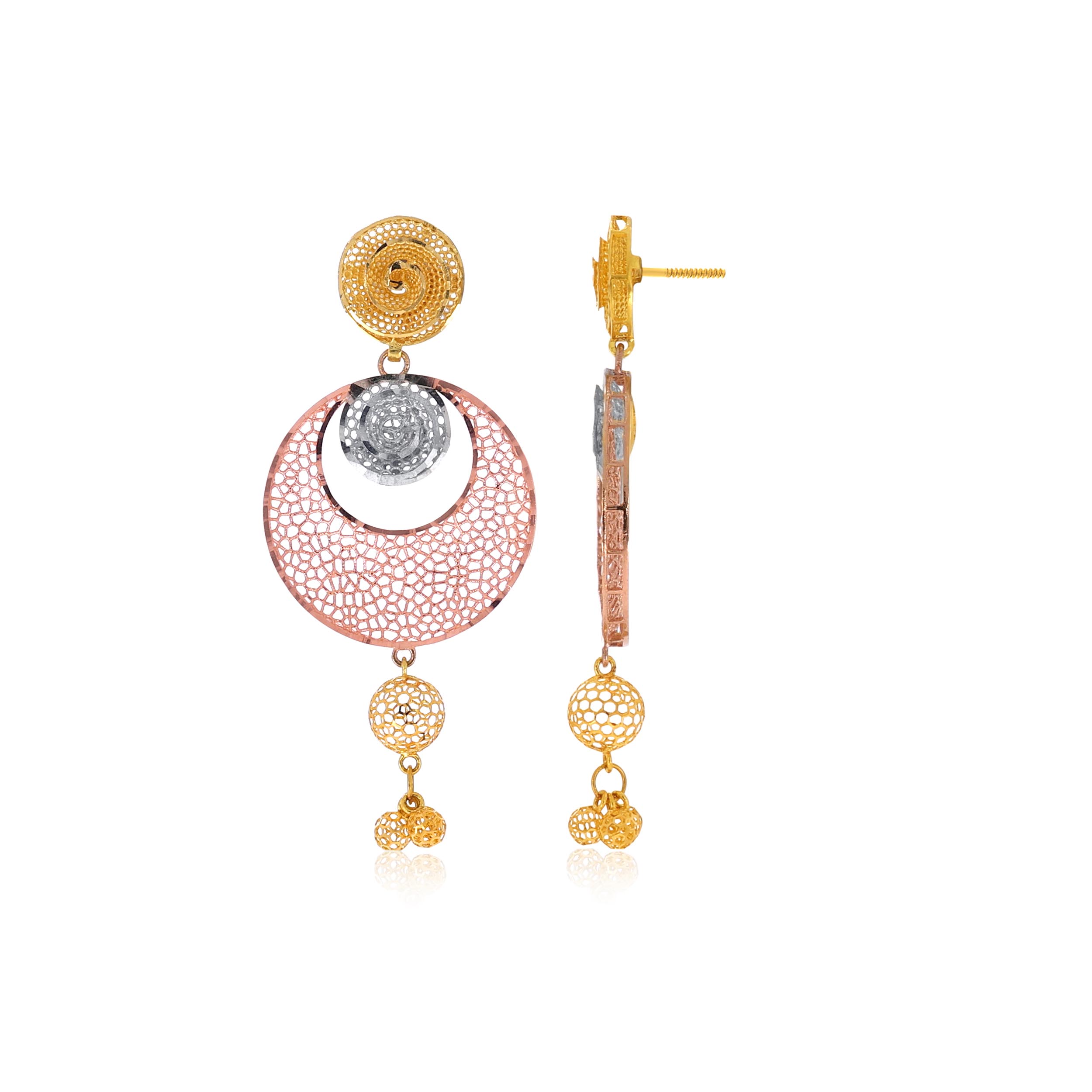 Modern Interplay Gold Long Earrings - Senco Gold and Diamonds