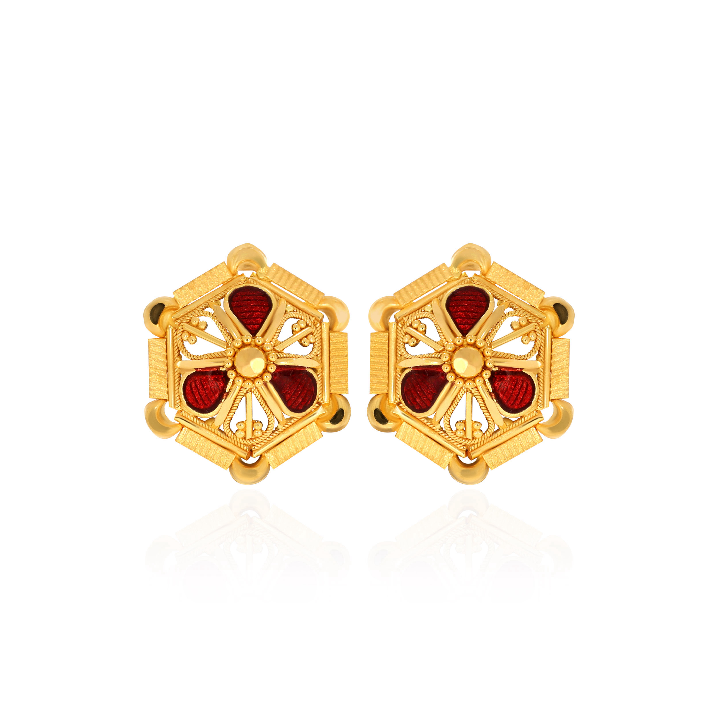 Traditional Bloom Gold Studs - Senco Gold and Diamonds
