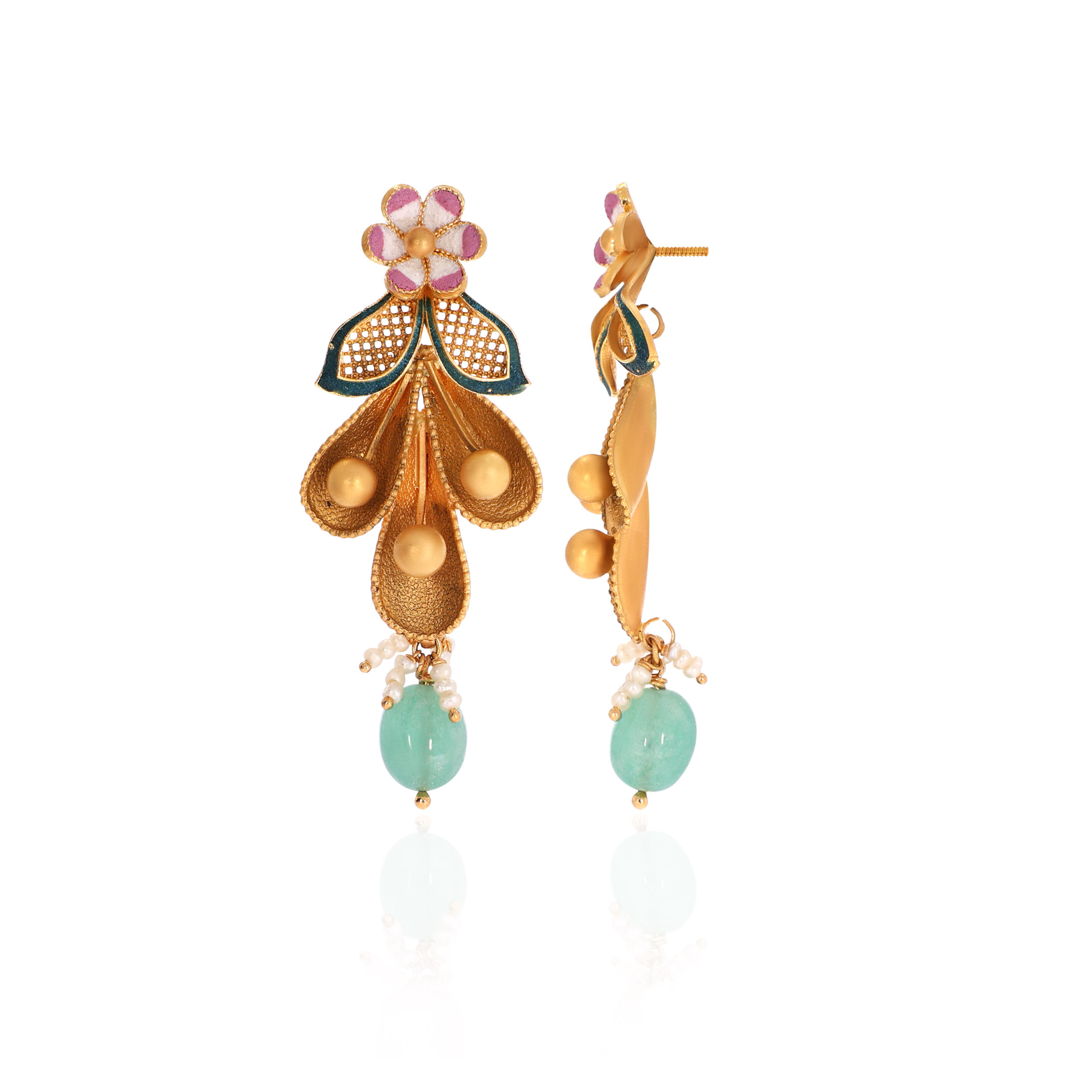 22K Yellow Gold Drop Earrings-GPNGP-D000765134 - Senco Gold and Diamonds