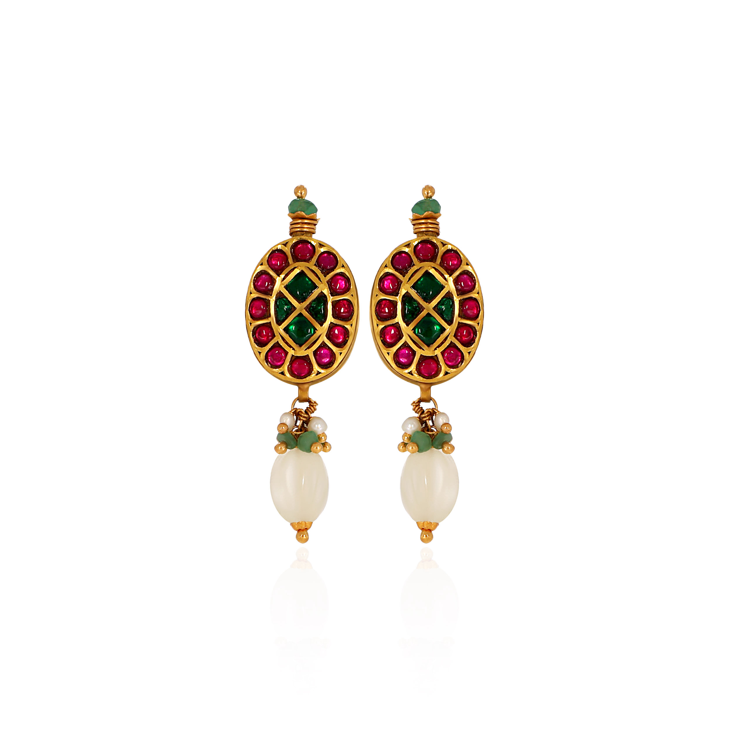 22K Yellow Gold Kundan Earrings-GPGN-D000788456 - Senco Gold and Diamonds