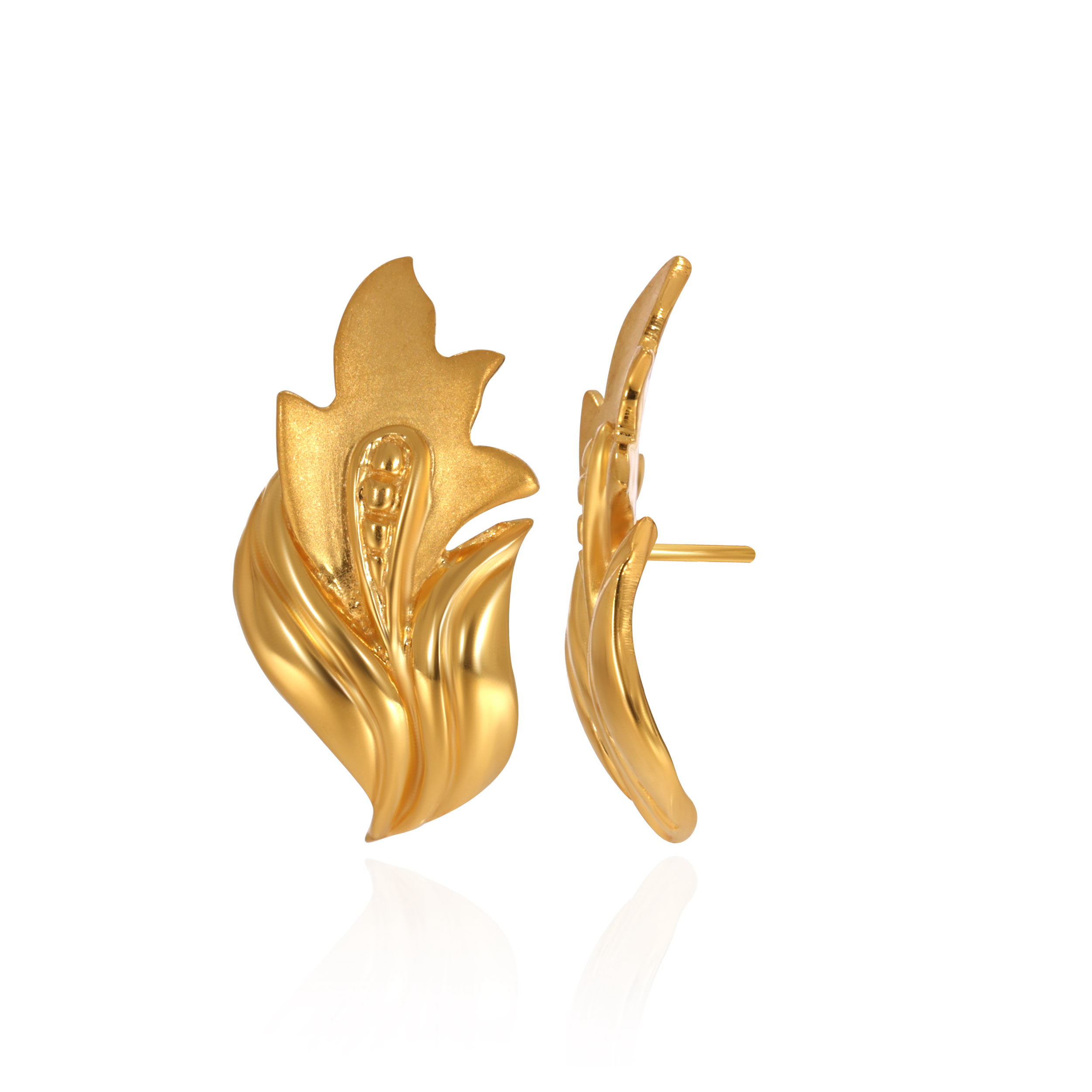 Leaf Harmony Gold Studs - Senco Gold and Diamonds