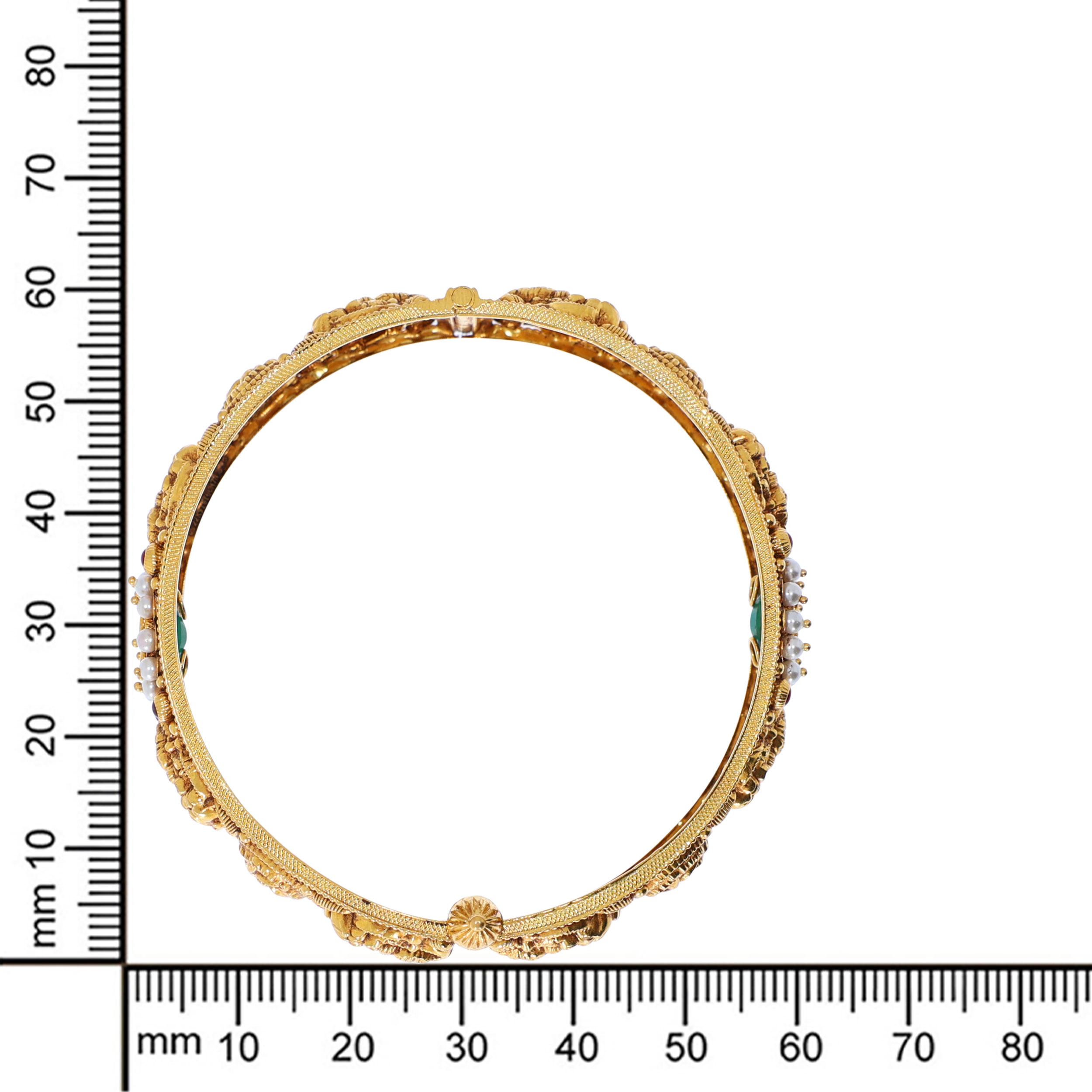Blessed Aura Antique Gold Chur Bangle - Senco Gold and Diamonds
