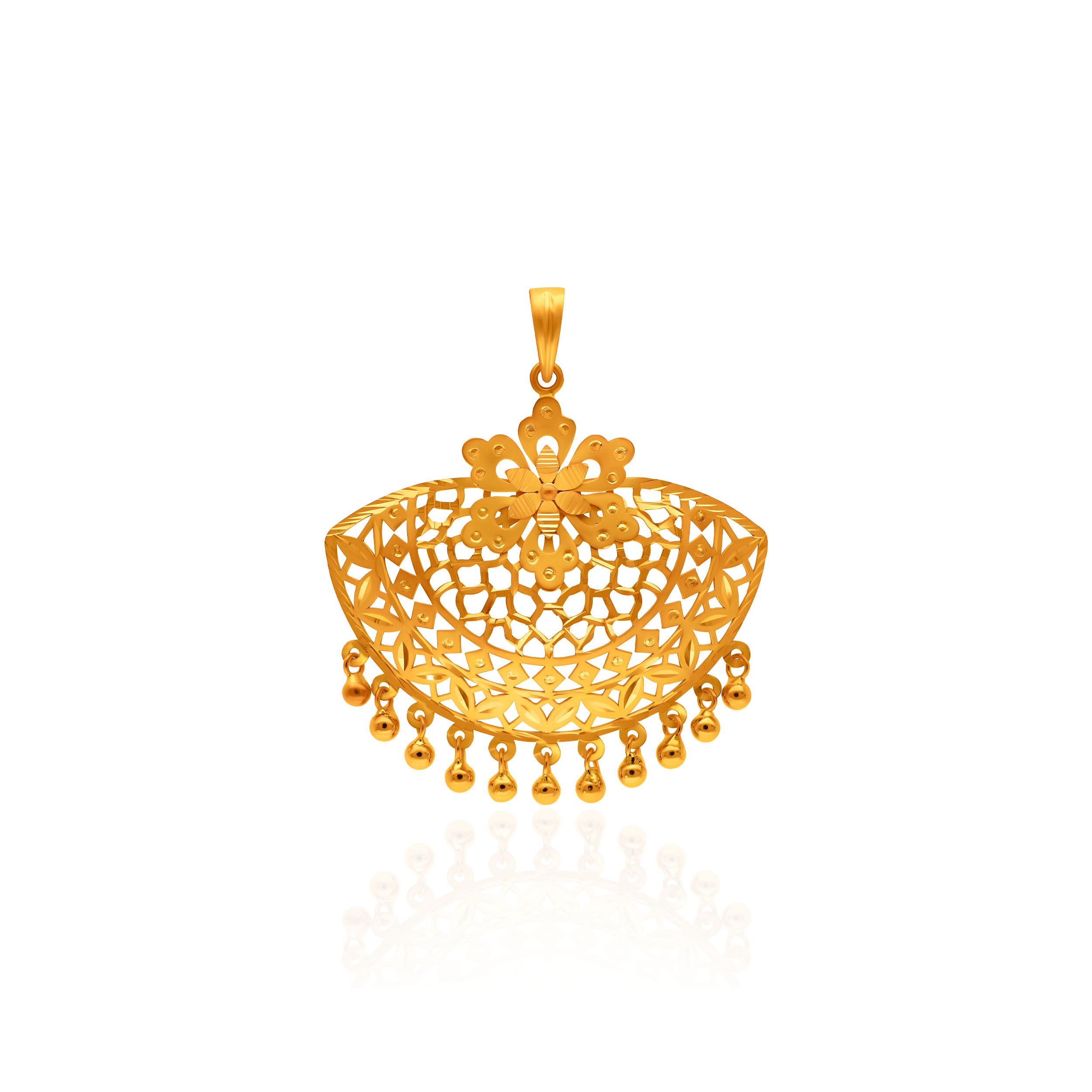 Festive Floral Ornate Gold Pendant - Senco Gold and Diamonds