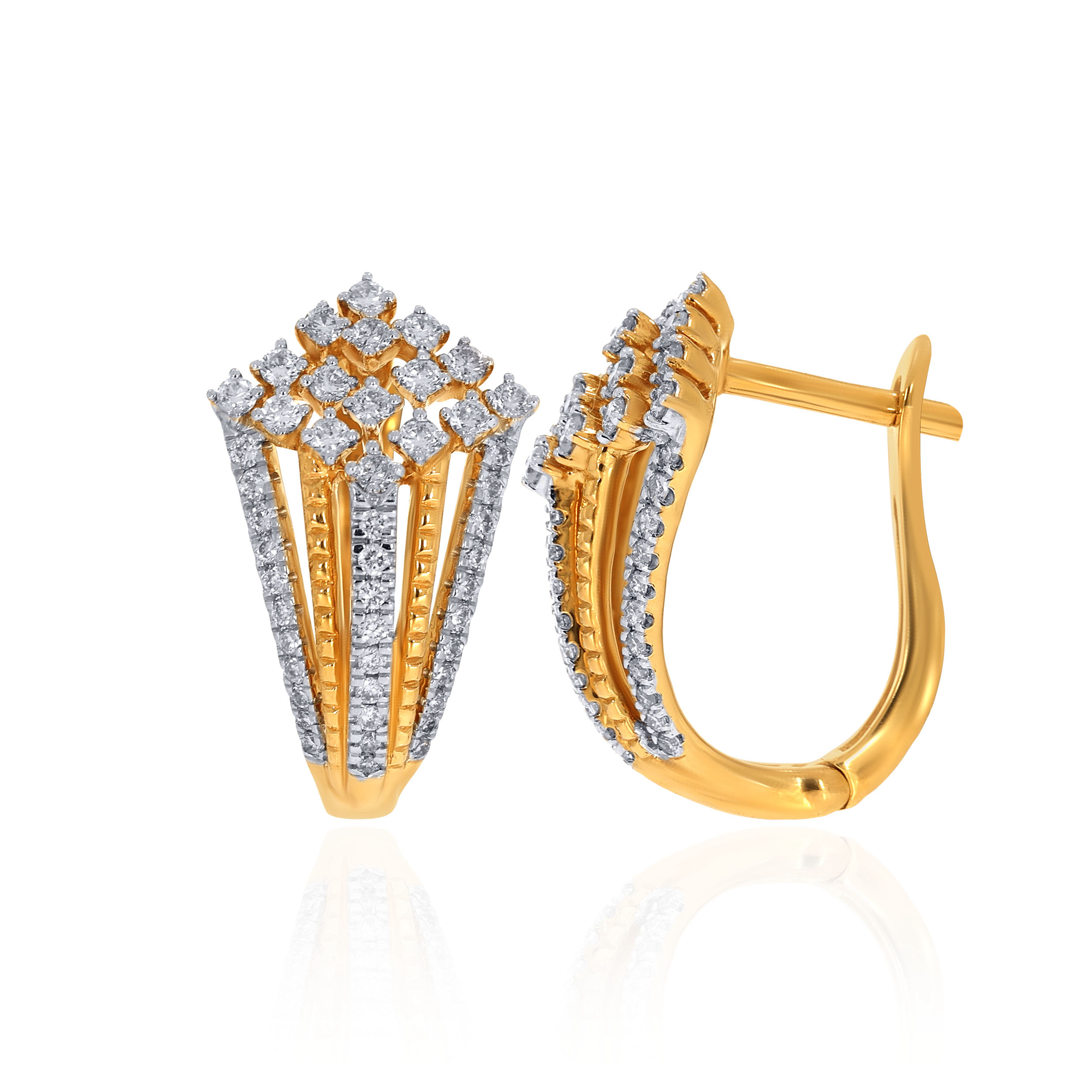 14K Yellow Gold Diamond Hoop Earrings-DT-D000667401 - Senco Gold and Diamonds