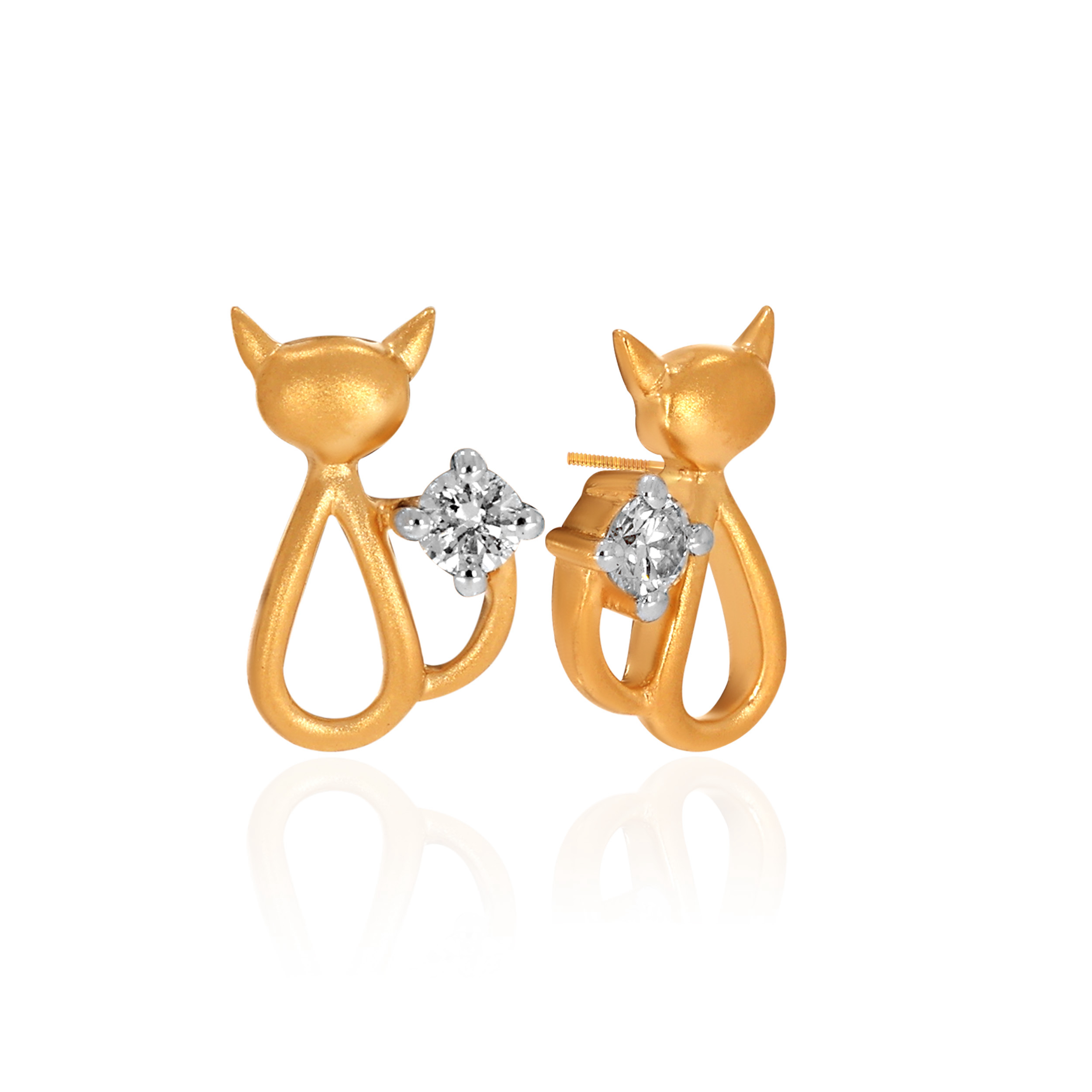 14K Yellow Gold Kids Diamond Studs Earrings-DT-D000790330 - Senco Gold and Diamonds