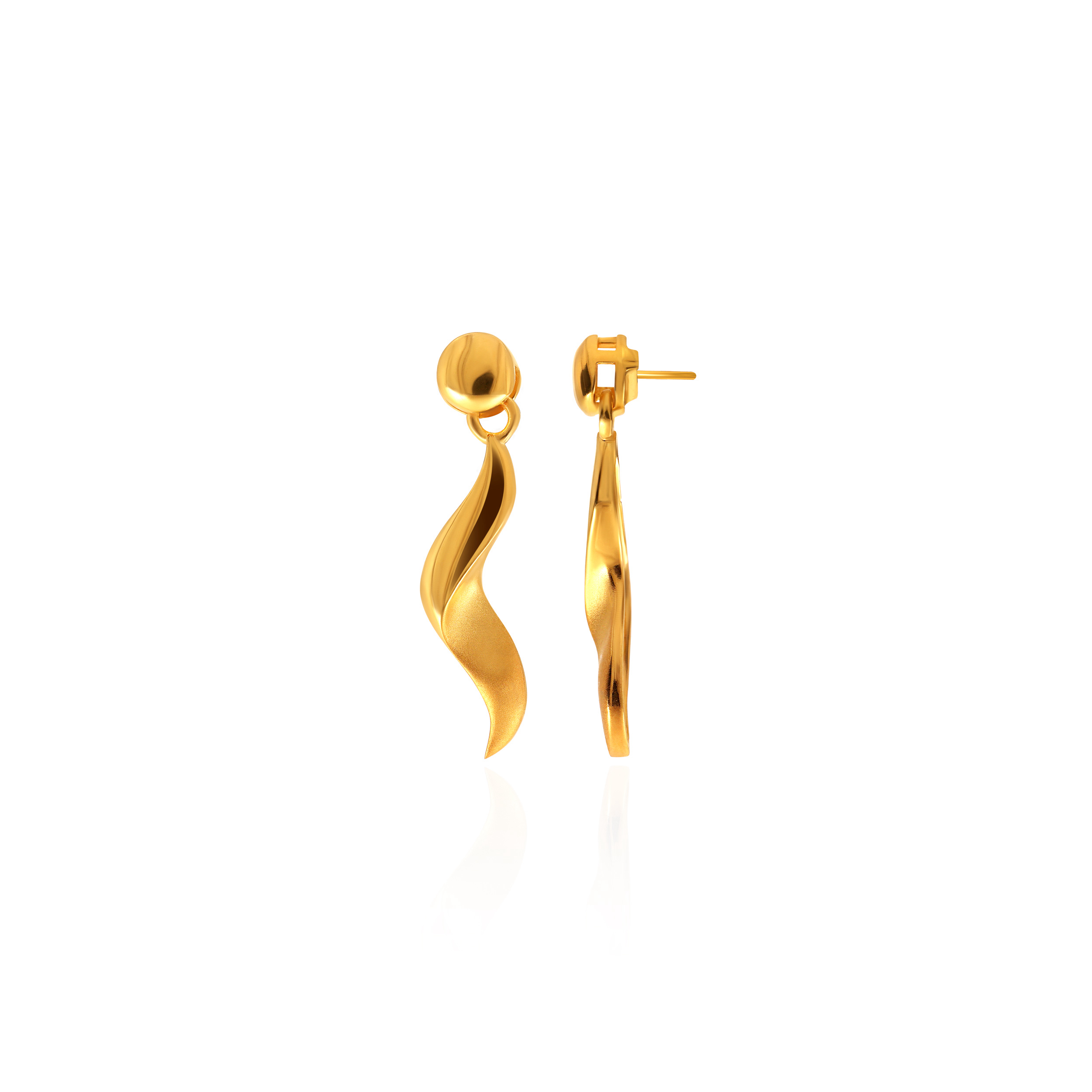 Wavy Trail Gold Drop Earrings - Senco Gold and Diamonds
