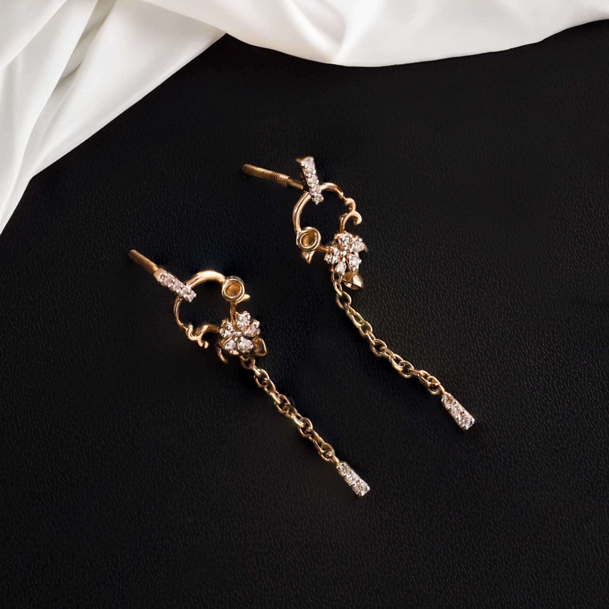 Heavenly Flower Diamond Drop Earrings - Senco Gold and Diamonds