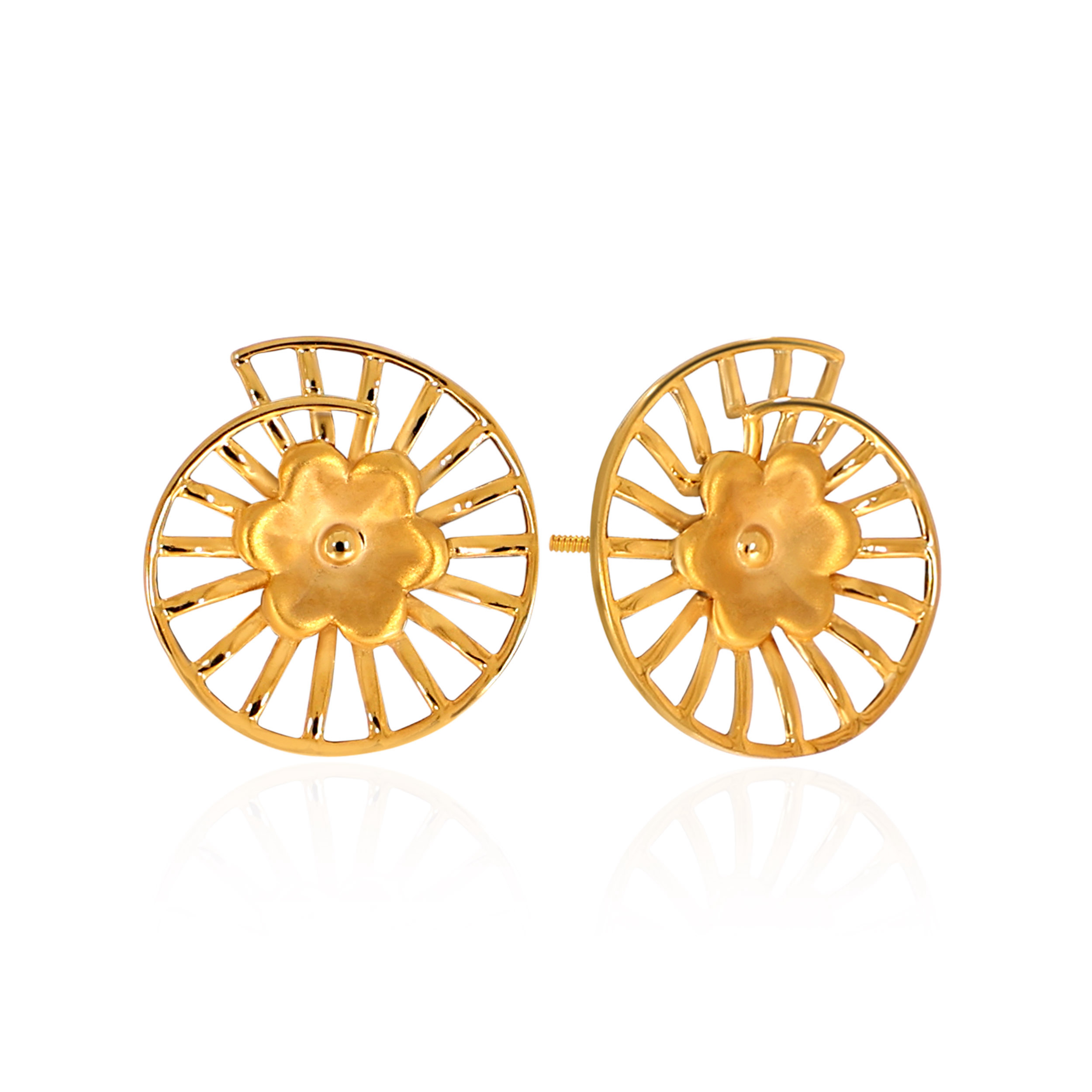 Blossoming Whirl Gold Studs - Senco Gold and Diamonds