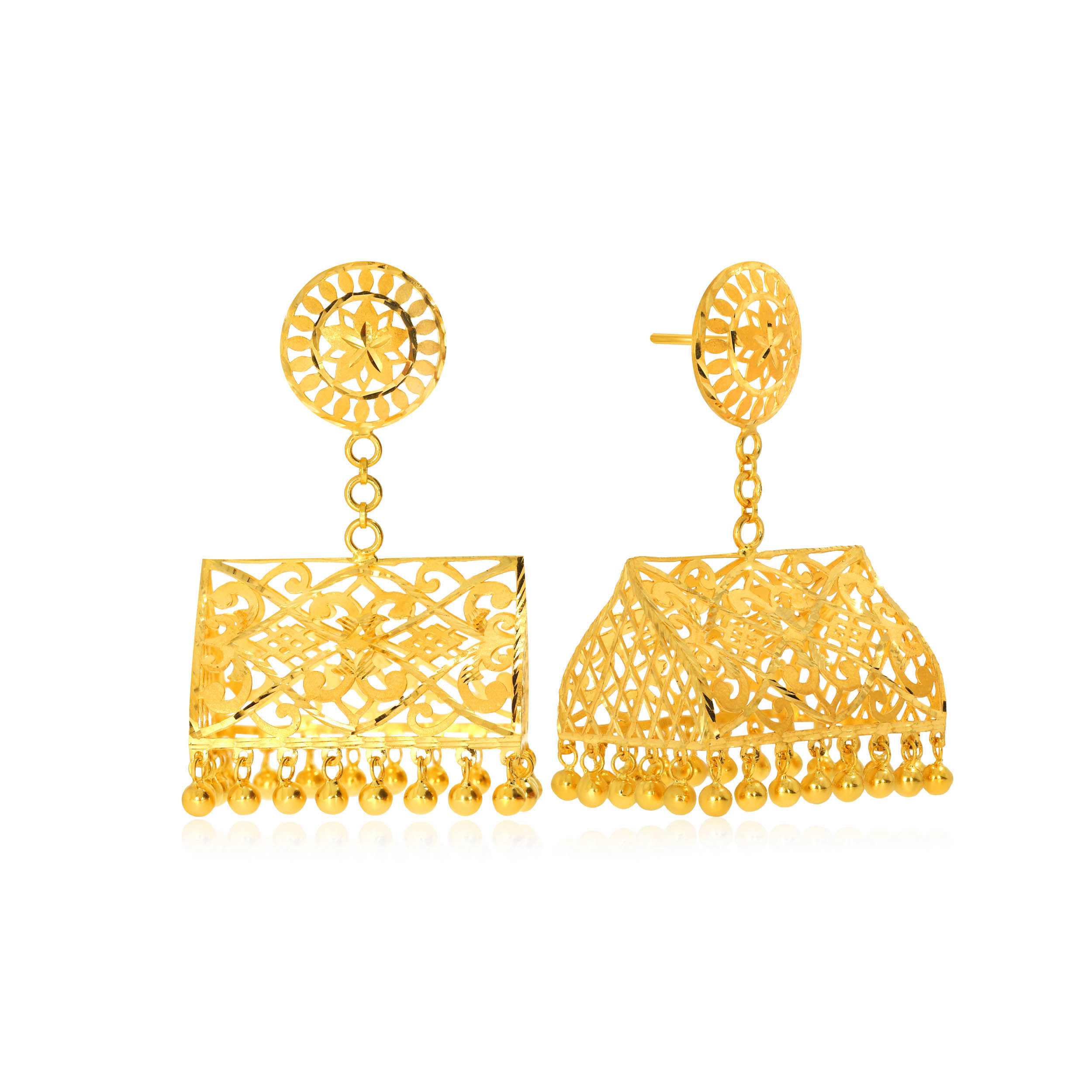 Artistic Splendour Gold Danglers - Senco Gold and Diamonds